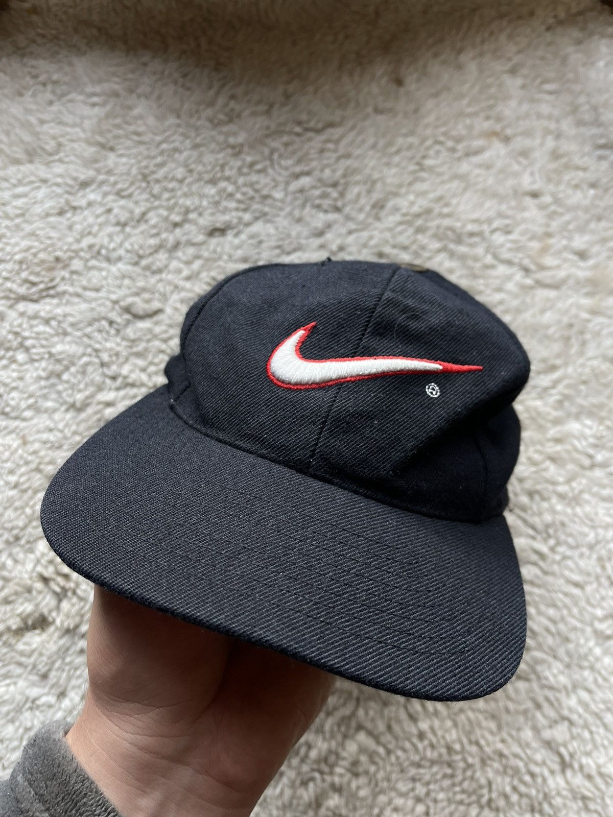 Nike × Vintage 1980’s Nike Team Rare Black vintage cap swoosh back Size ONE SIZE - 3 Thumbnail