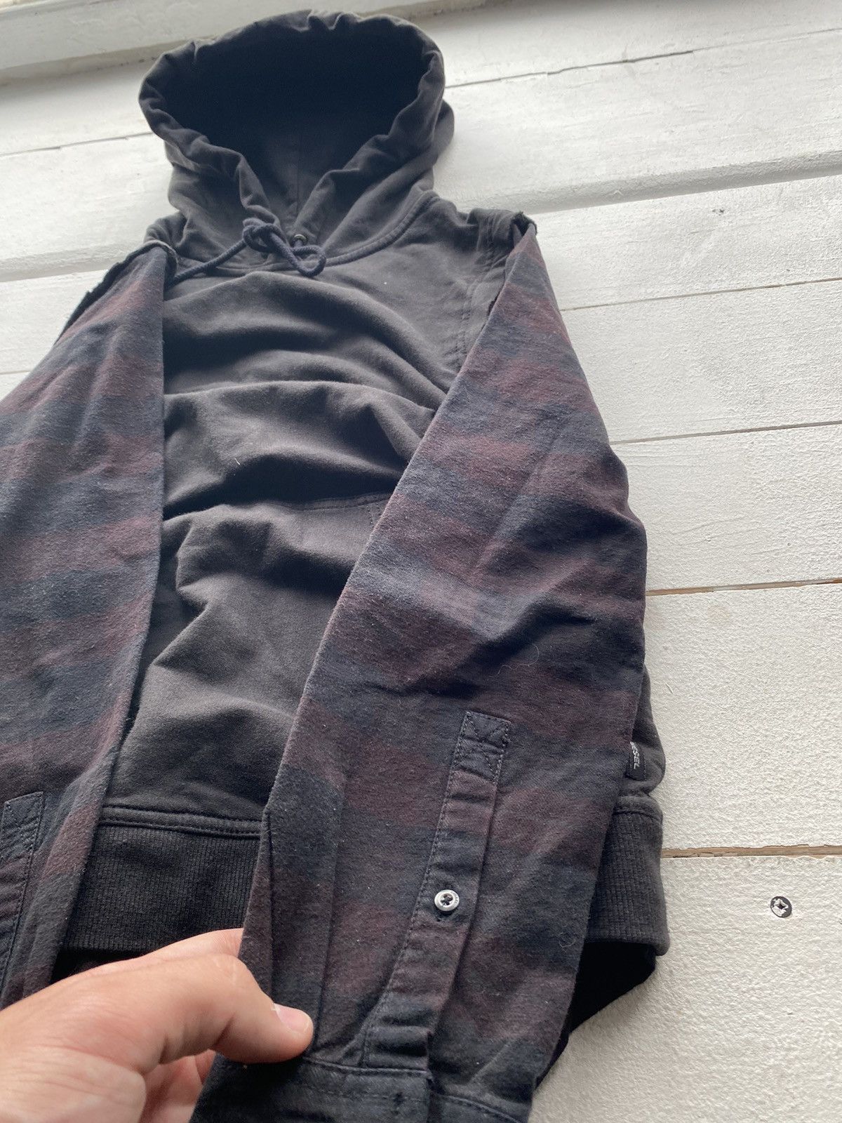 Diesel × Vintage 🔥PUNK DIESEL BLACK SUN FADED LONG HOODIE SMALL WOMENS Size S / US 4 / IT 40 - 2 Thumbnail
