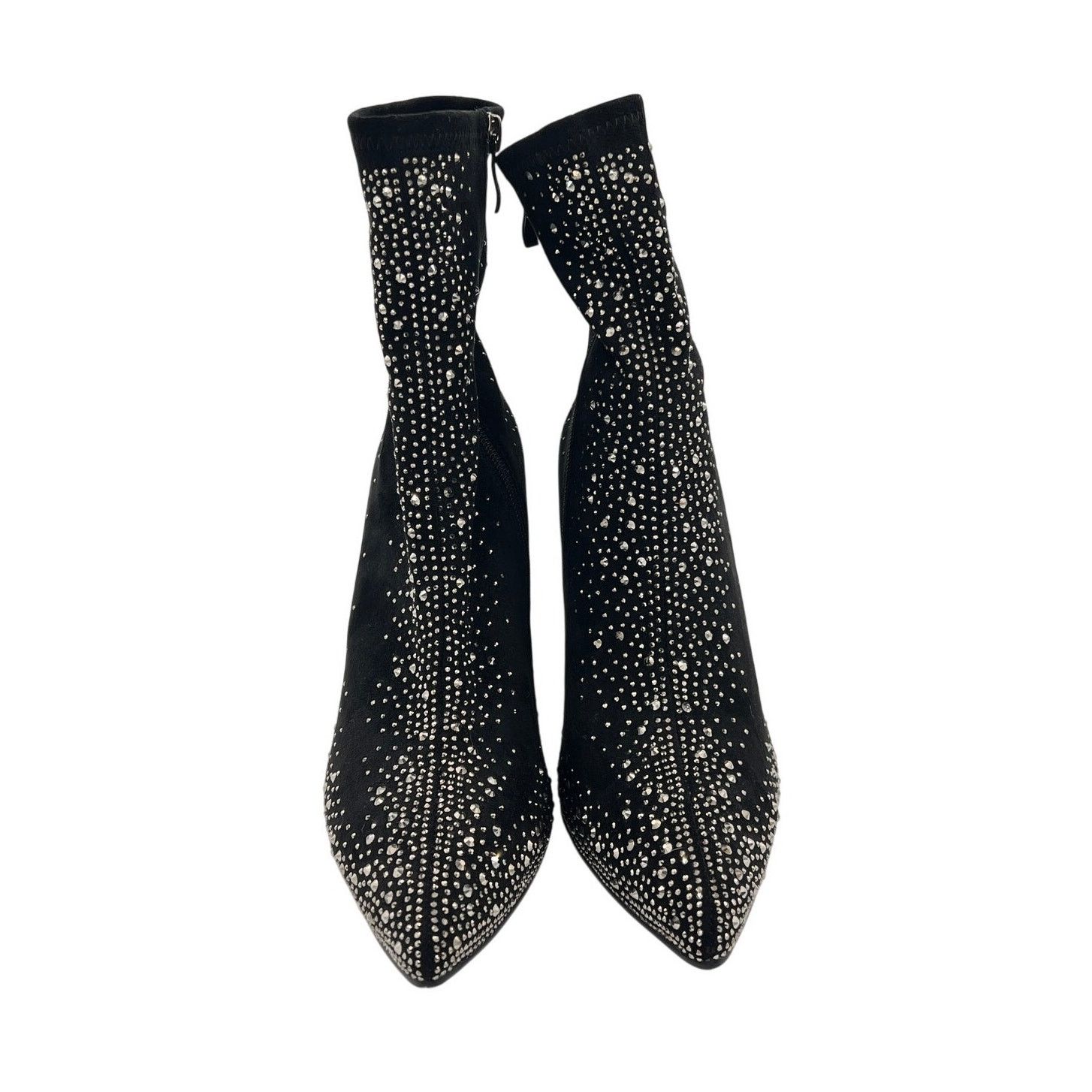 Other ISNOM Black Rhinestone Pointed Toe Boots 3.5” Block Heel 6 Size US 6 / IT 36 - 2 Thumbnail