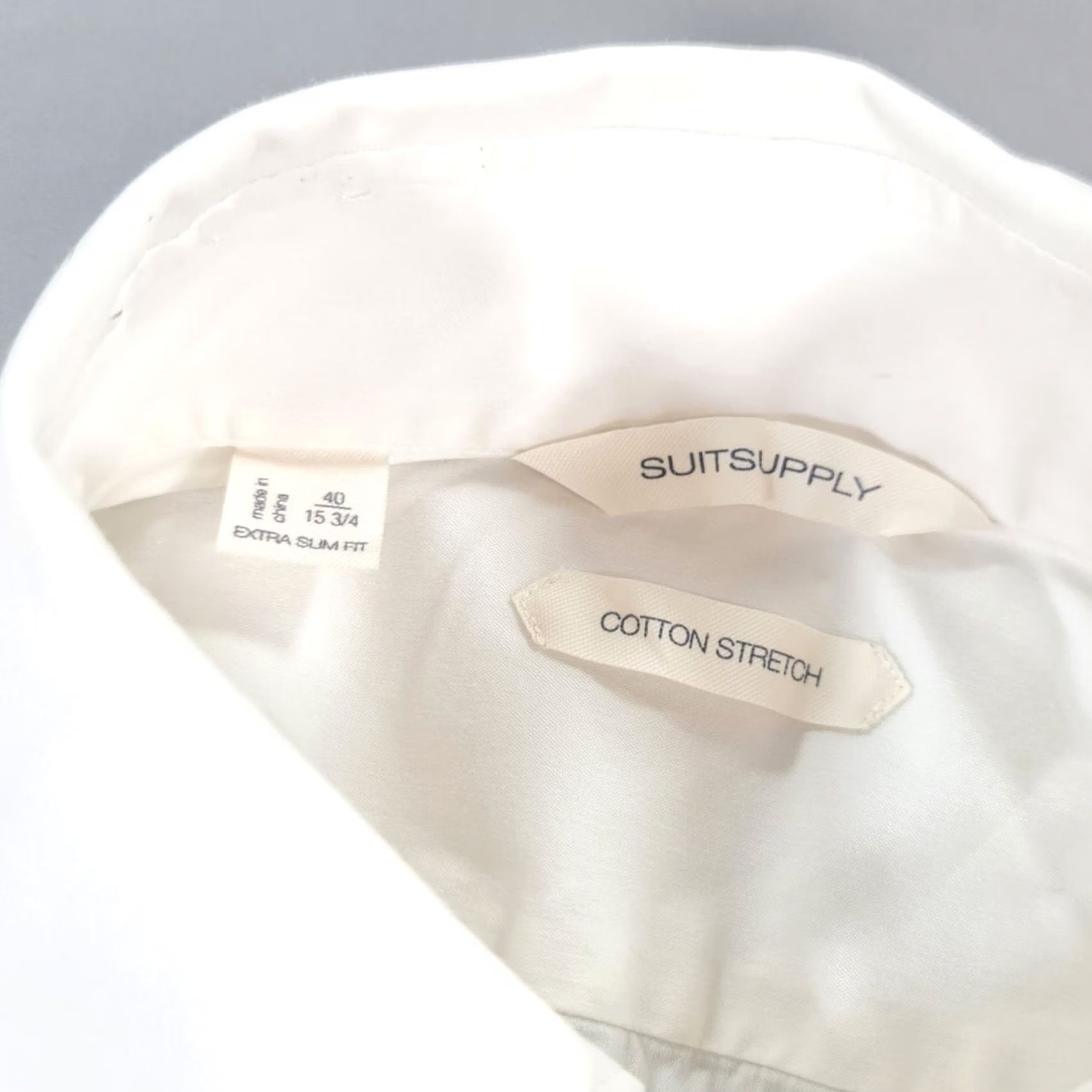 Suitsupply Suitsupply Shirt White 15 3/4 Cotton Stretch Extra Slim Fit Reggiani Men's Button-Up Long Sleeve Collared Casual Size US M / EU 48-50 / 2 - 3 Thumbnail