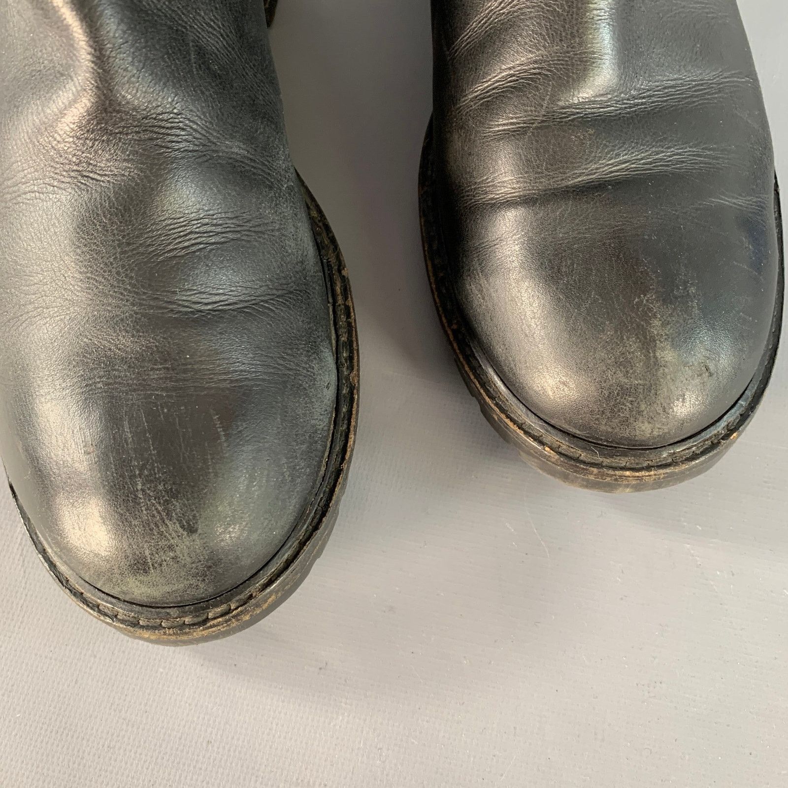 Fendi FENDI 9 Black Leather Shearling Lined Pull On Buckle Boots Size US 9 / EU 42 - 8 Thumbnail