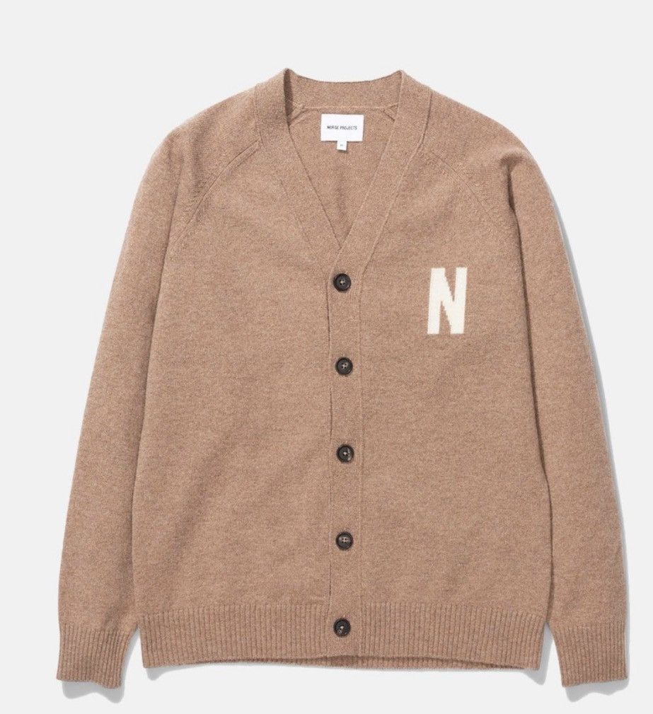 Norse Projects Norse Projects Kasper N Intarsia Cardigan Utility Khaki Size US S / EU 44-46 / 1 - 1 Thumbnail