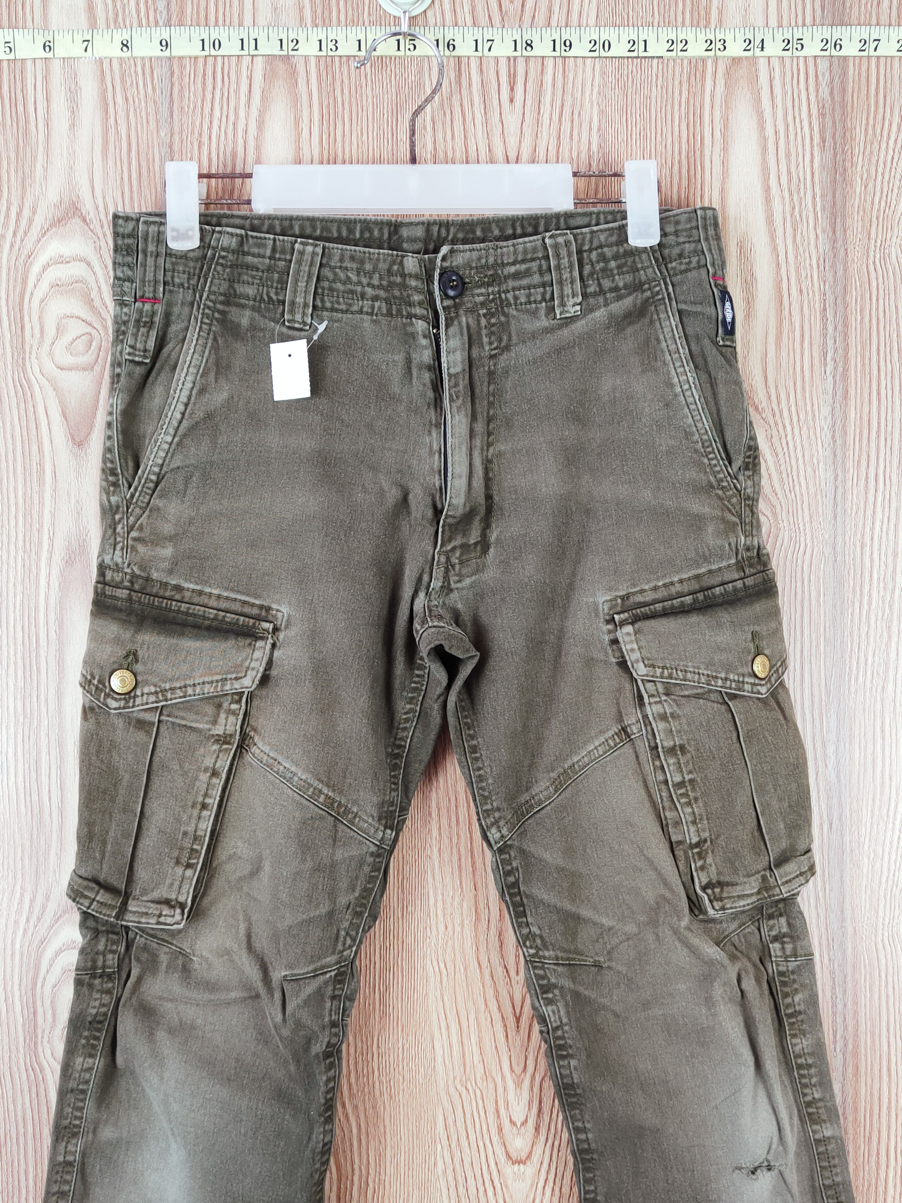 Japanese Brand Geride Olive Multipocket Tactical Cargo Pants #W902 Size US 31 - 2 Thumbnail