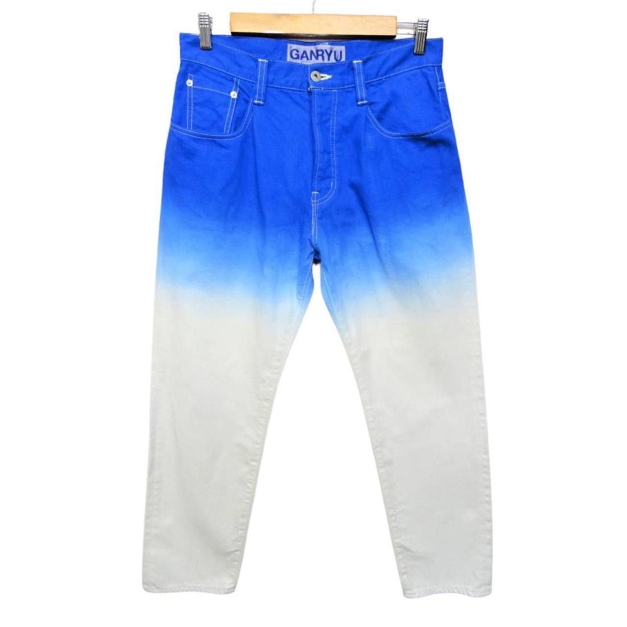 image of Comme Des Garcons X Ganryu Gradient Dyed Denim Jeans in Blue, Men's (Size 30)