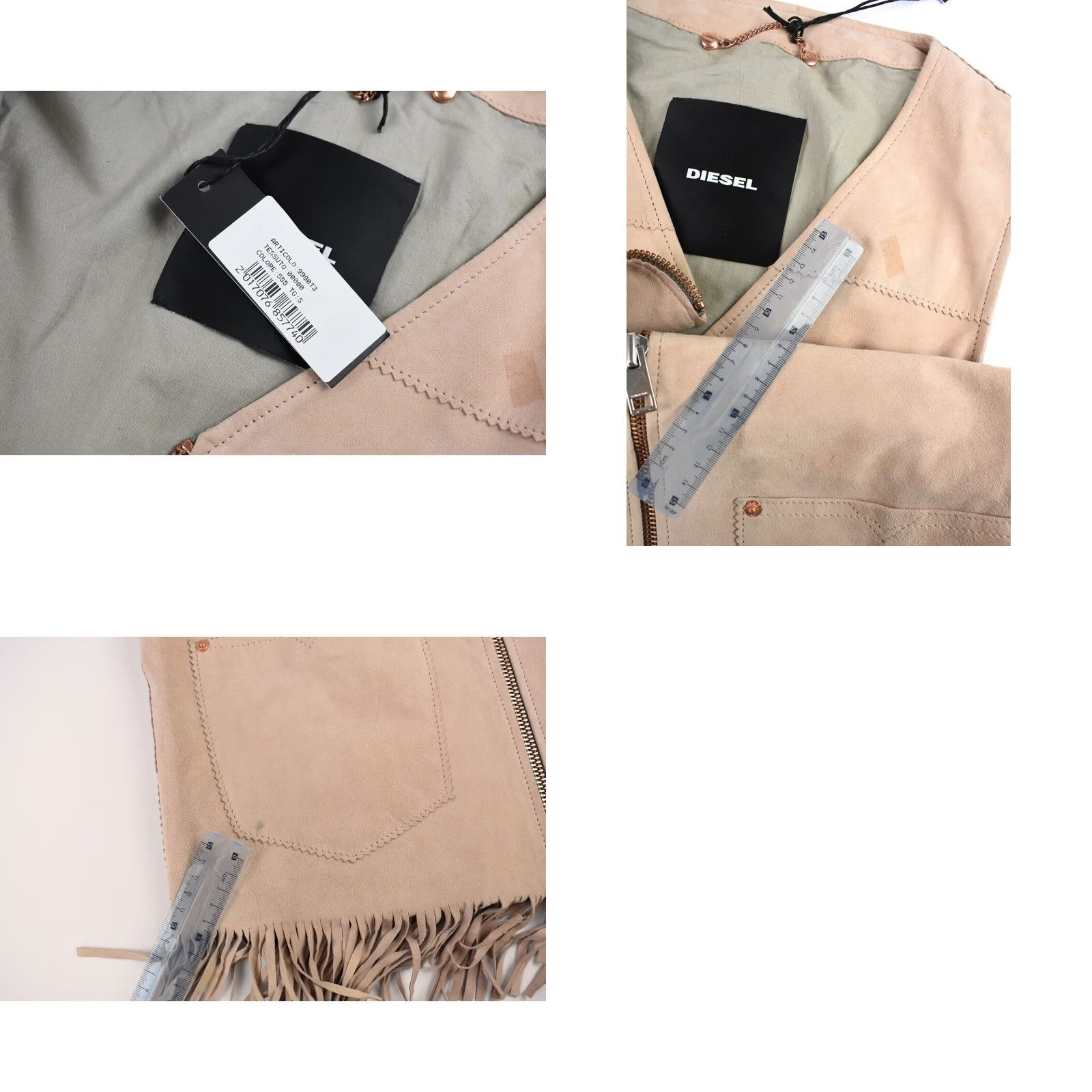 Diesel DIESEL Waistcoat Women's S Pink Fringes Leather Biker Vest Small Sized Oversight: Front Marks Size S / US 4 / IT 40 - 8 Thumbnail