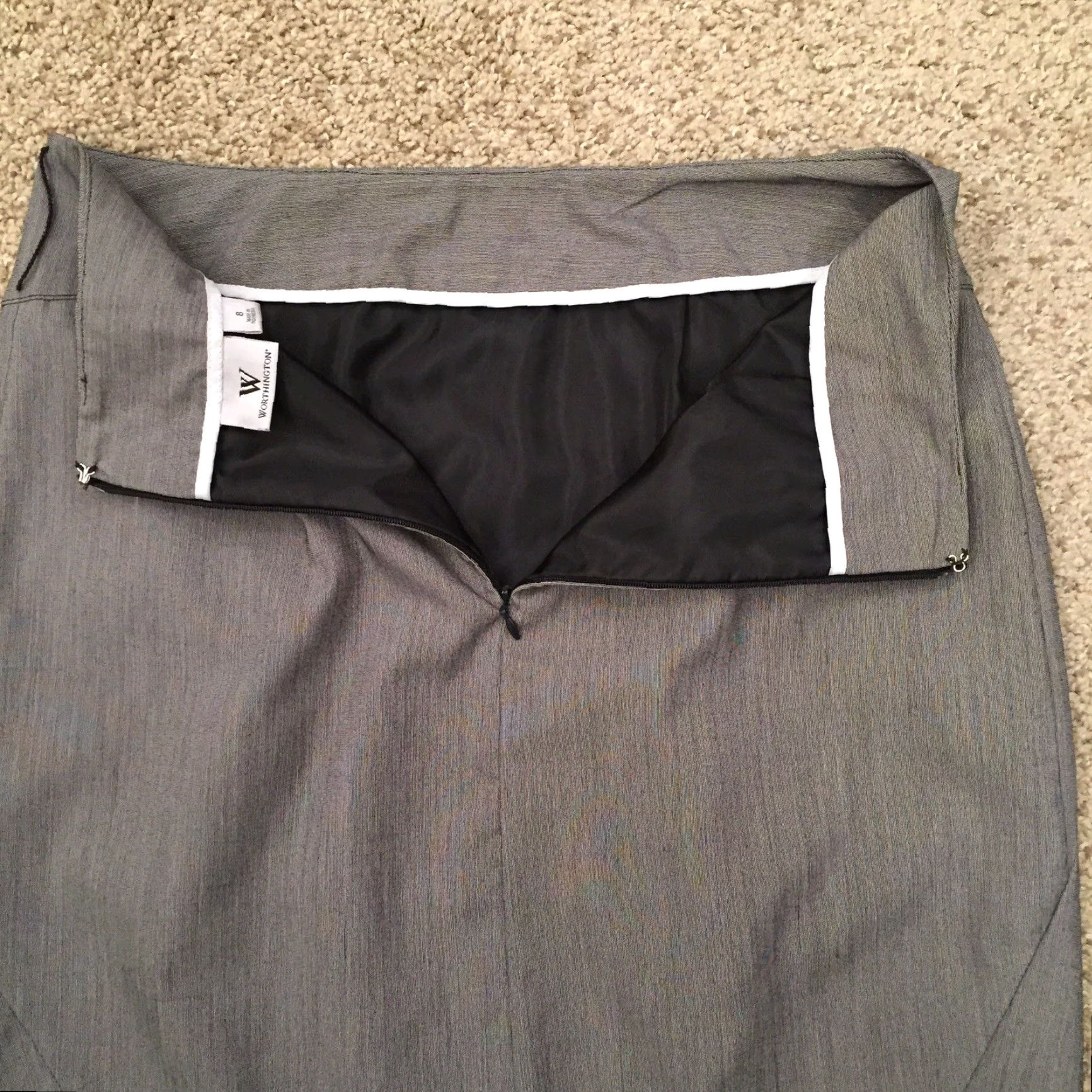 Worthington Worthington Skirt Size 8 Gray Pencil Polyester Blend Lined Women Knee Length Regular Skirt Size 30" / US 8 / IT 44 - 5 Thumbnail