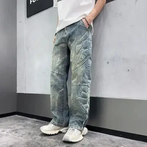 Jean Streetwear Design Straight Pattern Zipper Jeans Pants Size US 30 / EU 46 - 1 Thumbnail