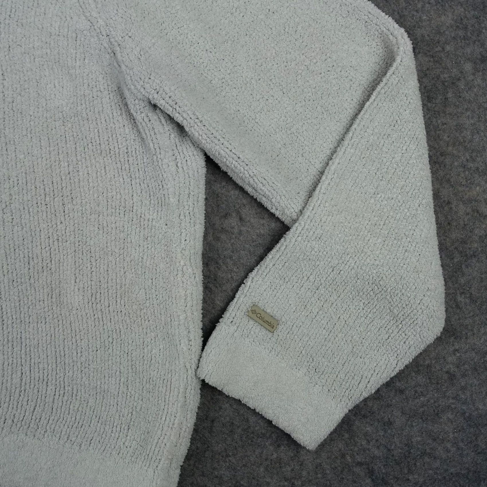 Vintage Columbia Sweater Womens XL Gray Hooded Full Zip Fleece Textured Cozy Knit Sherpa Size XL / US 12-14 / IT 48-50 - 4 Thumbnail