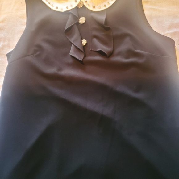 Betsey Johnson Betsey Johnson White Peter Pan Collared Black Embellished Sl Size L / US 10 / IT 46 - 5 Thumbnail