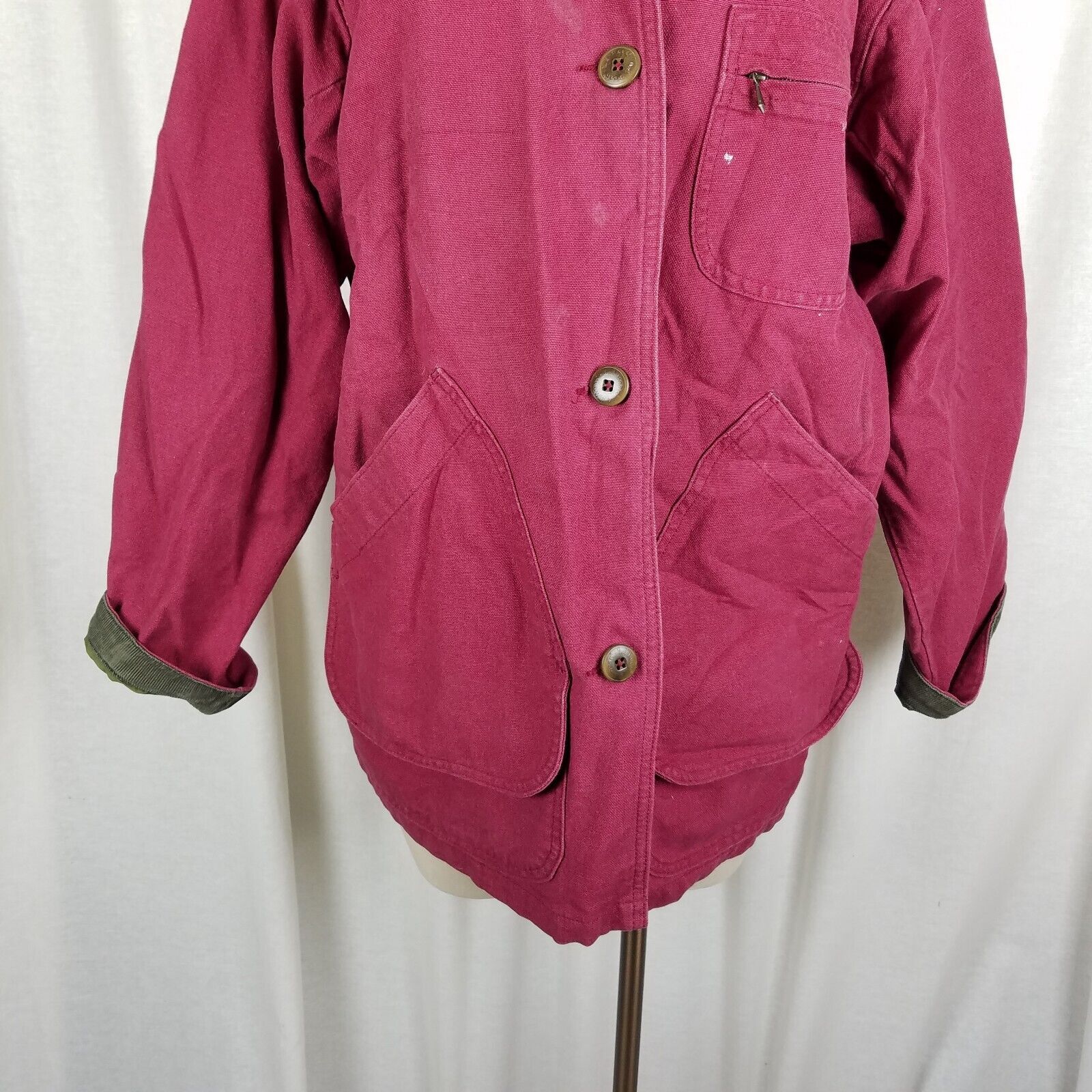 L.L. Bean LLBean Plaid Lined Red Sunwashed Canvas Barn Jacket Coat M Size M / US 6-8 / IT 42-44 - 3 Thumbnail