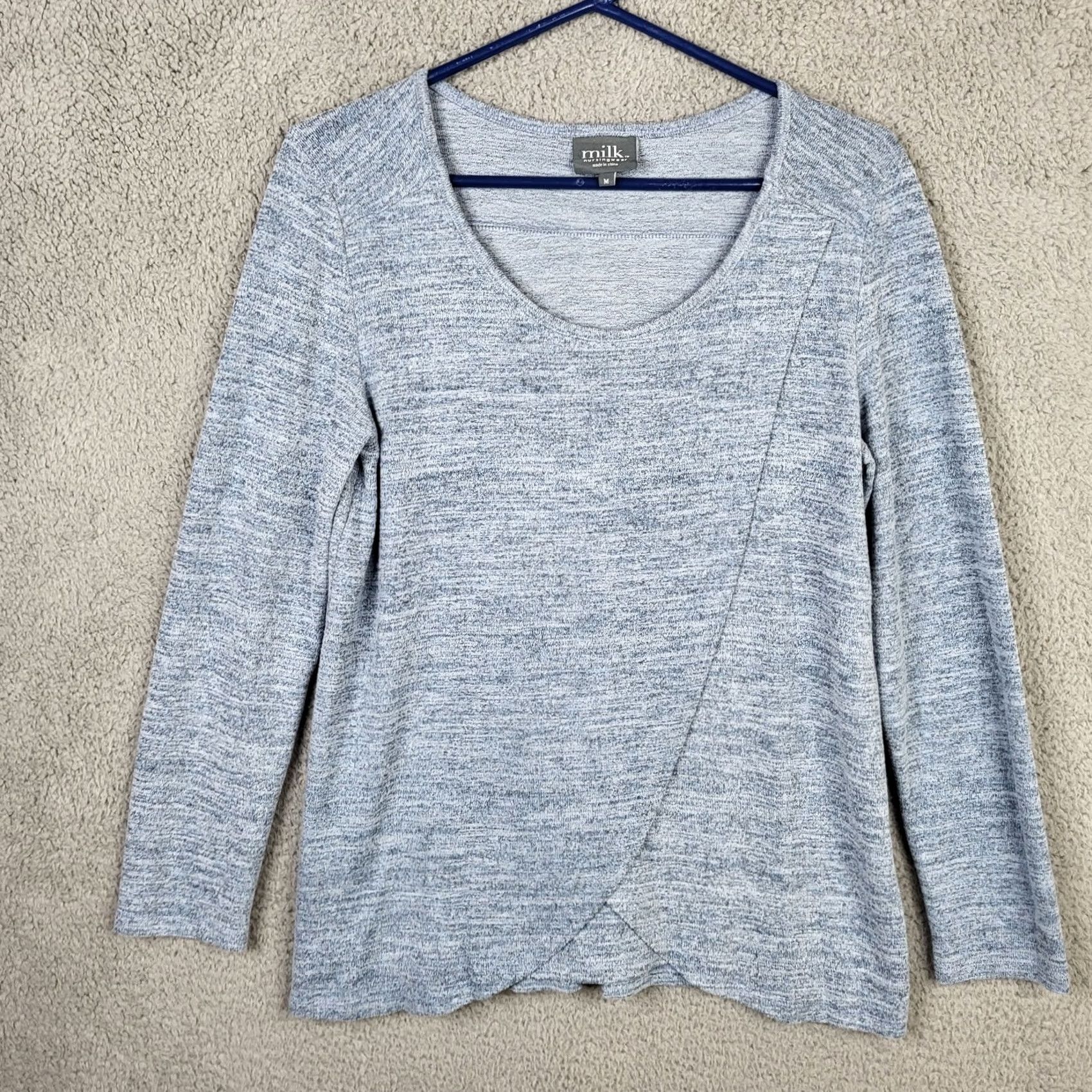 Vintage Milk Nursingwear Women’s Blue Long Sleeve Stretch Top Maternity Size M Size M / US 6-8 / IT 42-44 - 2 Thumbnail