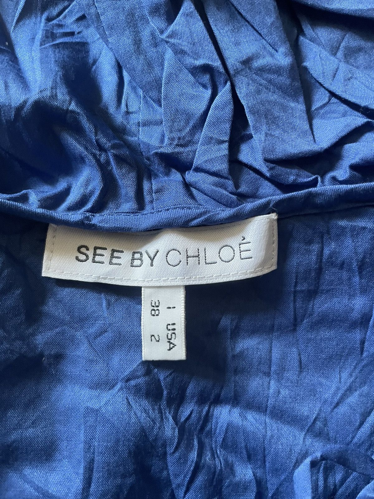 See by Chloe See by Chloe Blue Ruffle Neck Blouse Size XS / US 0-2 / IT 36-38 - 4 Thumbnail