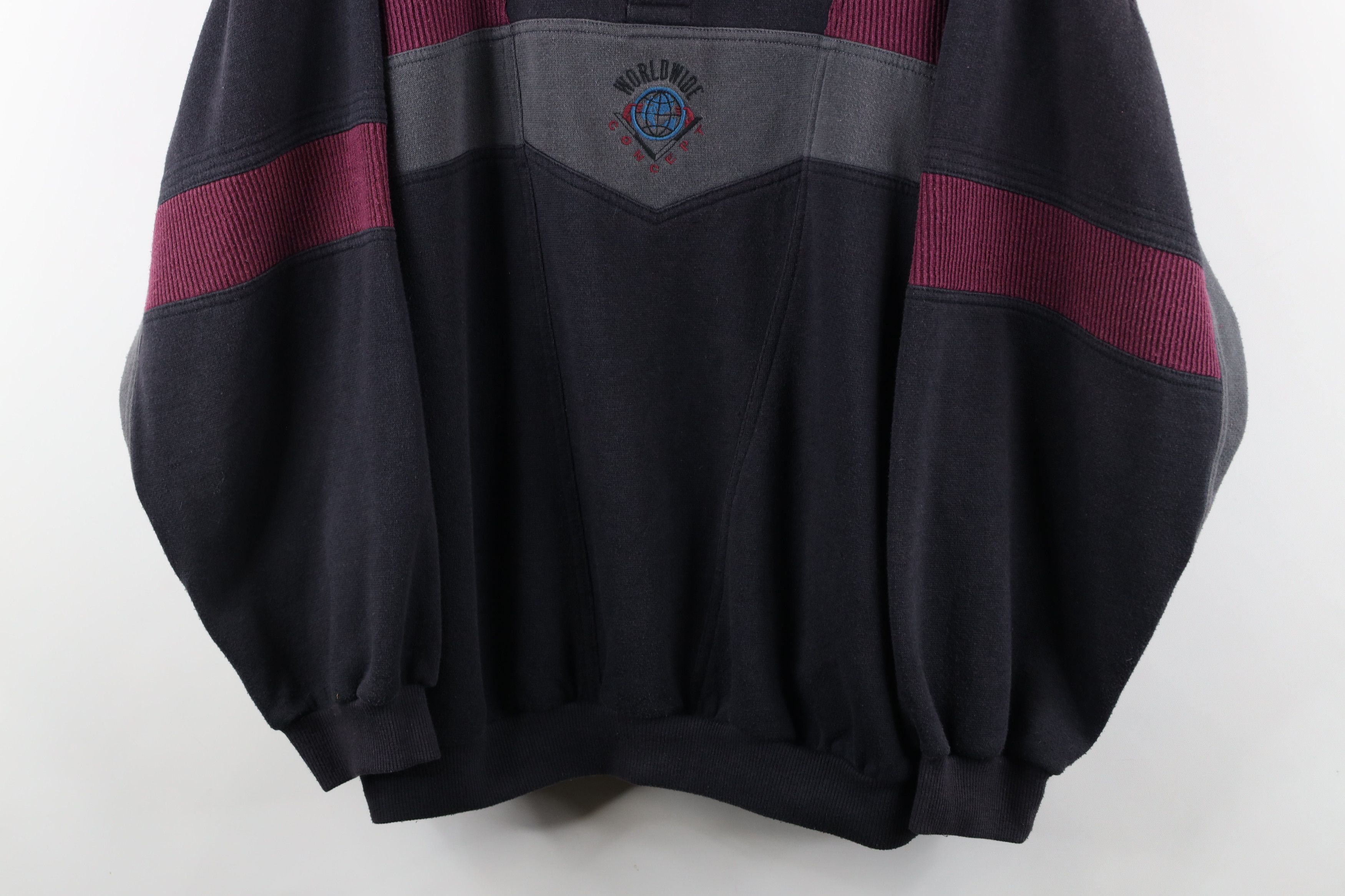 Vintage Vintage 90s Streetwear Block Collared Pullover Sweatshirt Size US XL / EU 56 / 4 - 3 Thumbnail