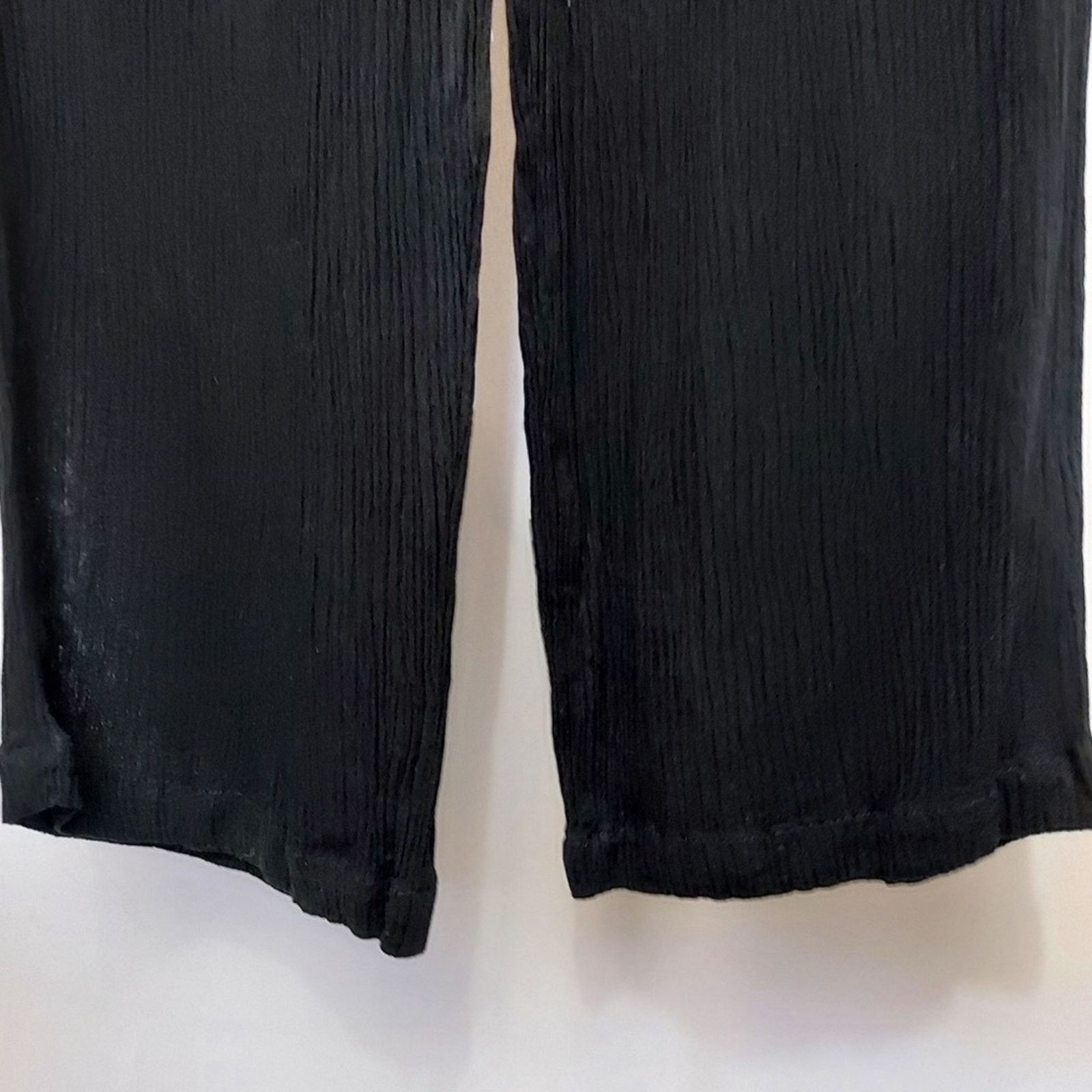 Other Vintage 80's Key Lime Pie Black Stretchy Crinkle Rayon Pants Size 22" - 7 Thumbnail