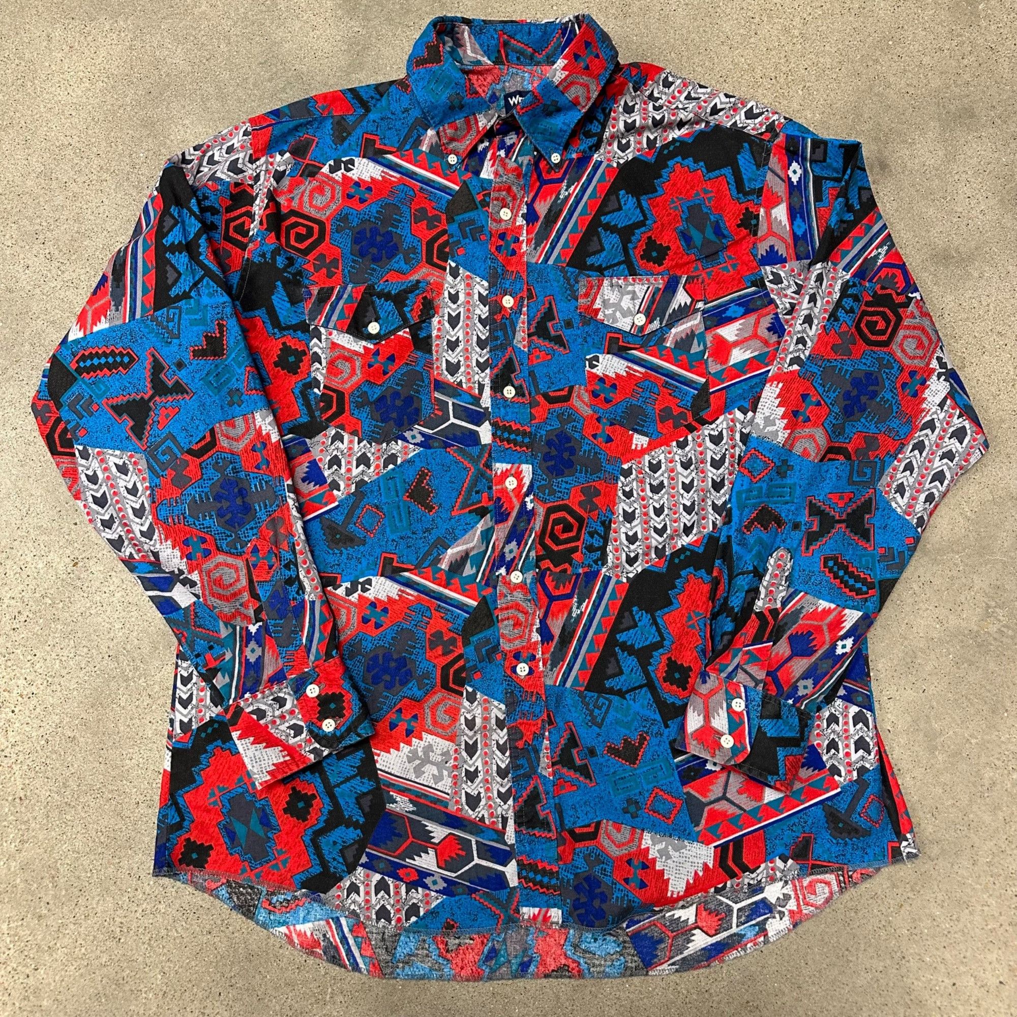 Vintage Wrangler Brushpopper Style Western Button Up Shirt B