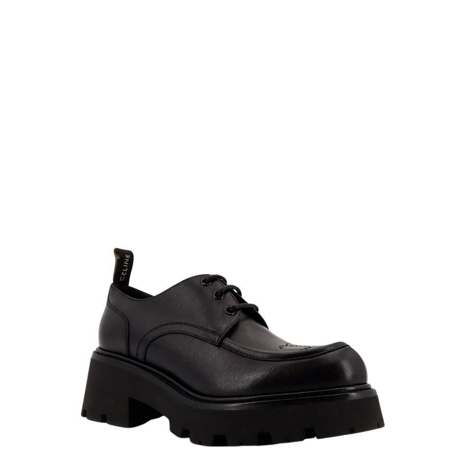 Celine CELINE $1250 Black Triomphe Derby Shoes New & Authentic (Wom Size US 6 / IT 36 - 2 Thumbnail