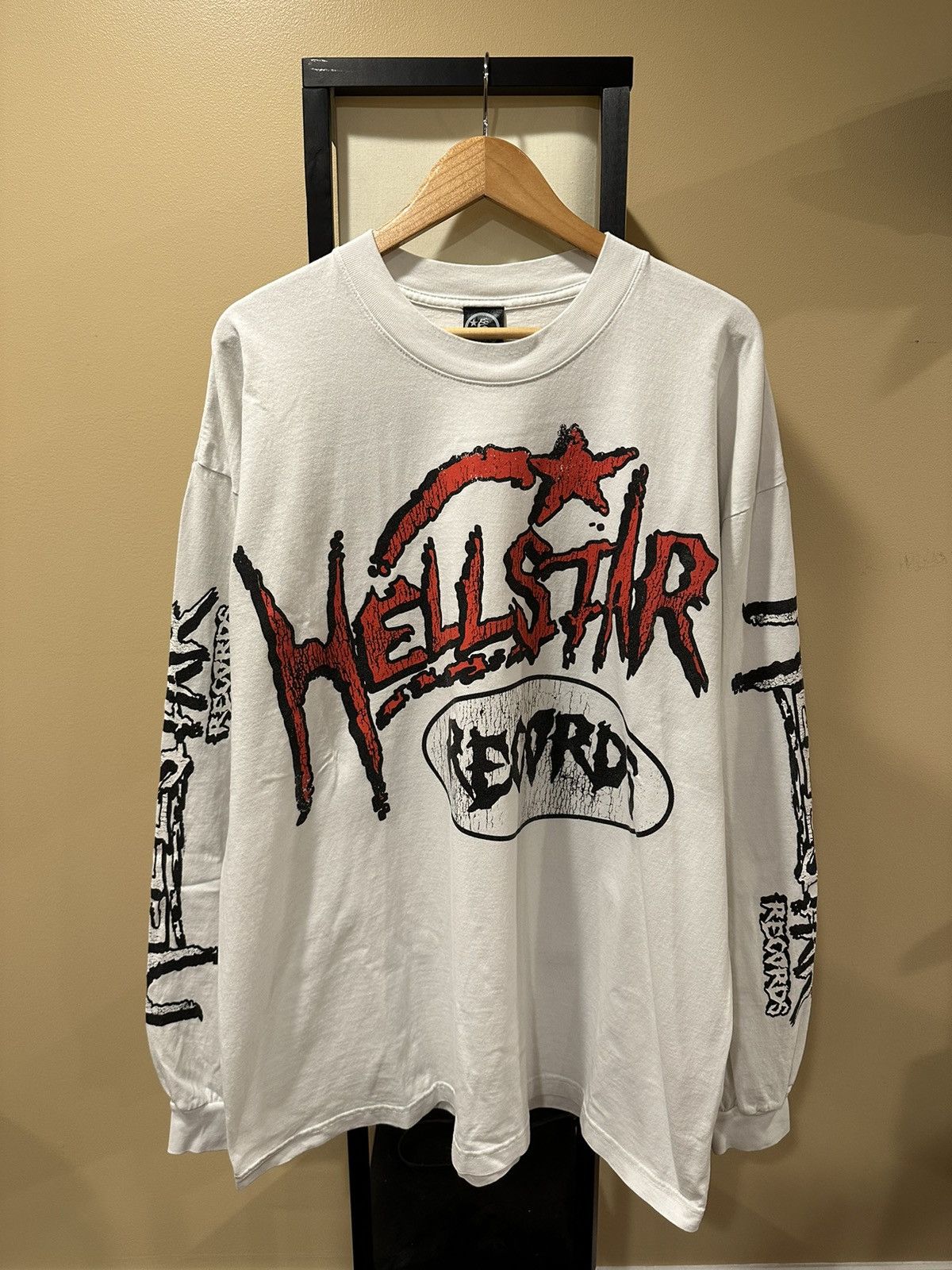 image of Hellstar Records White/red Long Sleeve T-Shirt, Men's (Size 2XL)