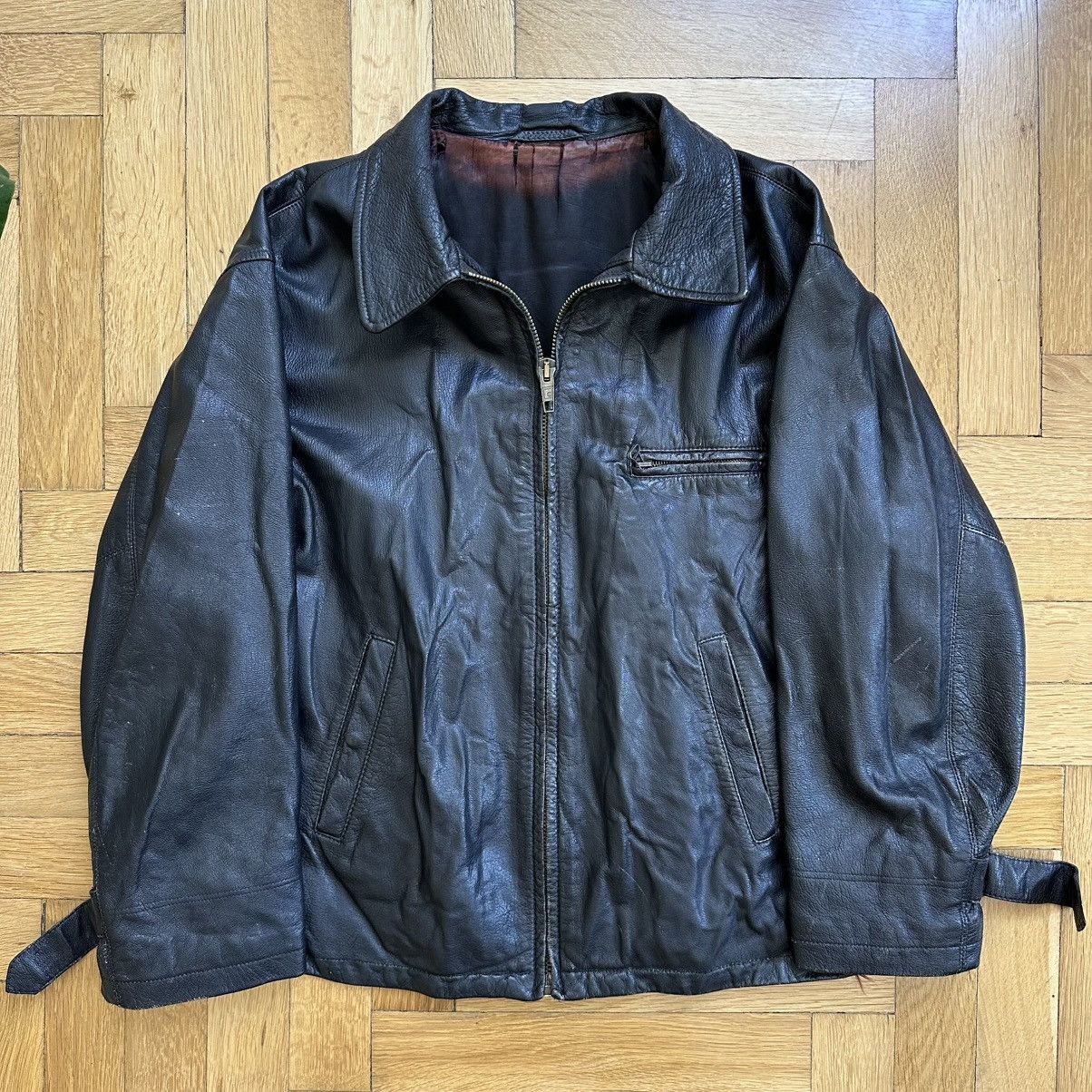 Emporio Armani Emporio Armani Vintage 80s Cropped Buckel Leather Jacket Size US M / EU 48-50 / 2 - 2 Thumbnail