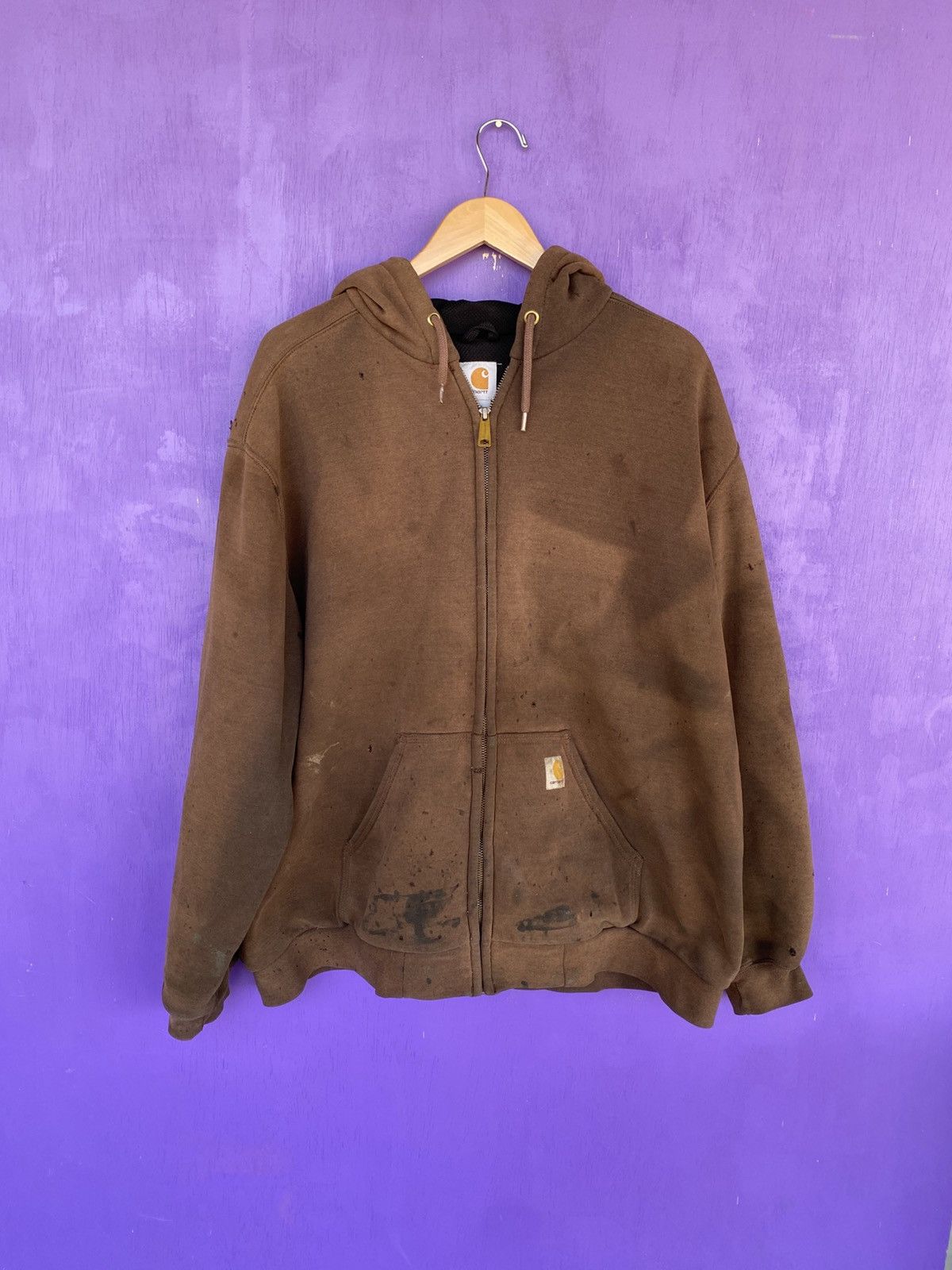 Carhartt Vintage 00s Carhartt thermal lined faded hoodie Size US XL / EU 56 / 4 - 1 Thumbnail