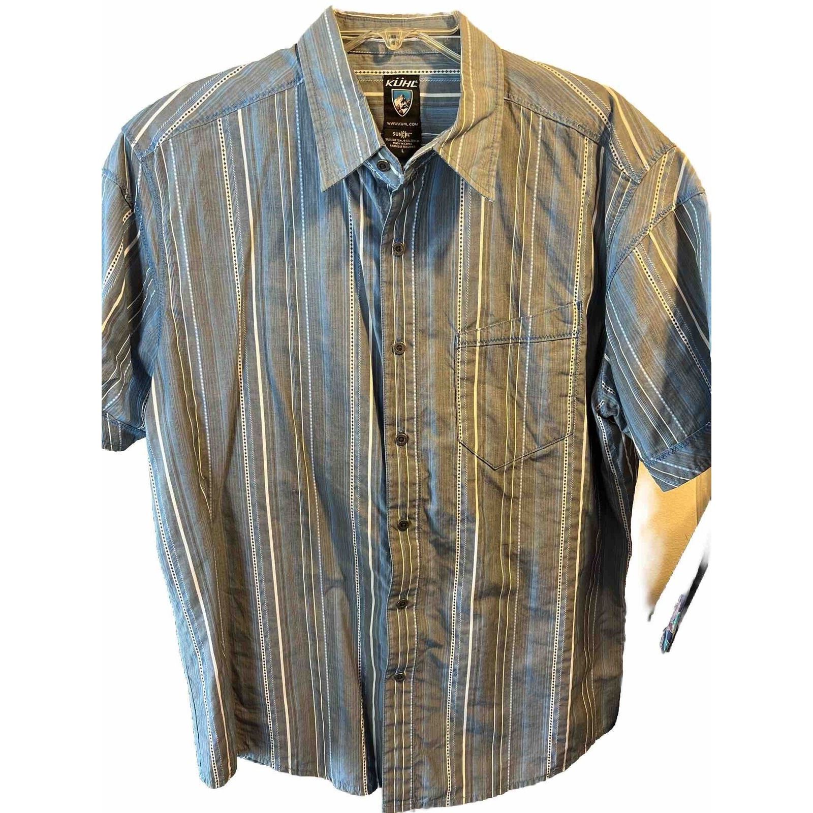 Kuhl Kühl Suncel Men’s L Blue White Striped Cotton Tencel Shirt Size US L / EU 52-54 / 3 - 1 Thumbnail