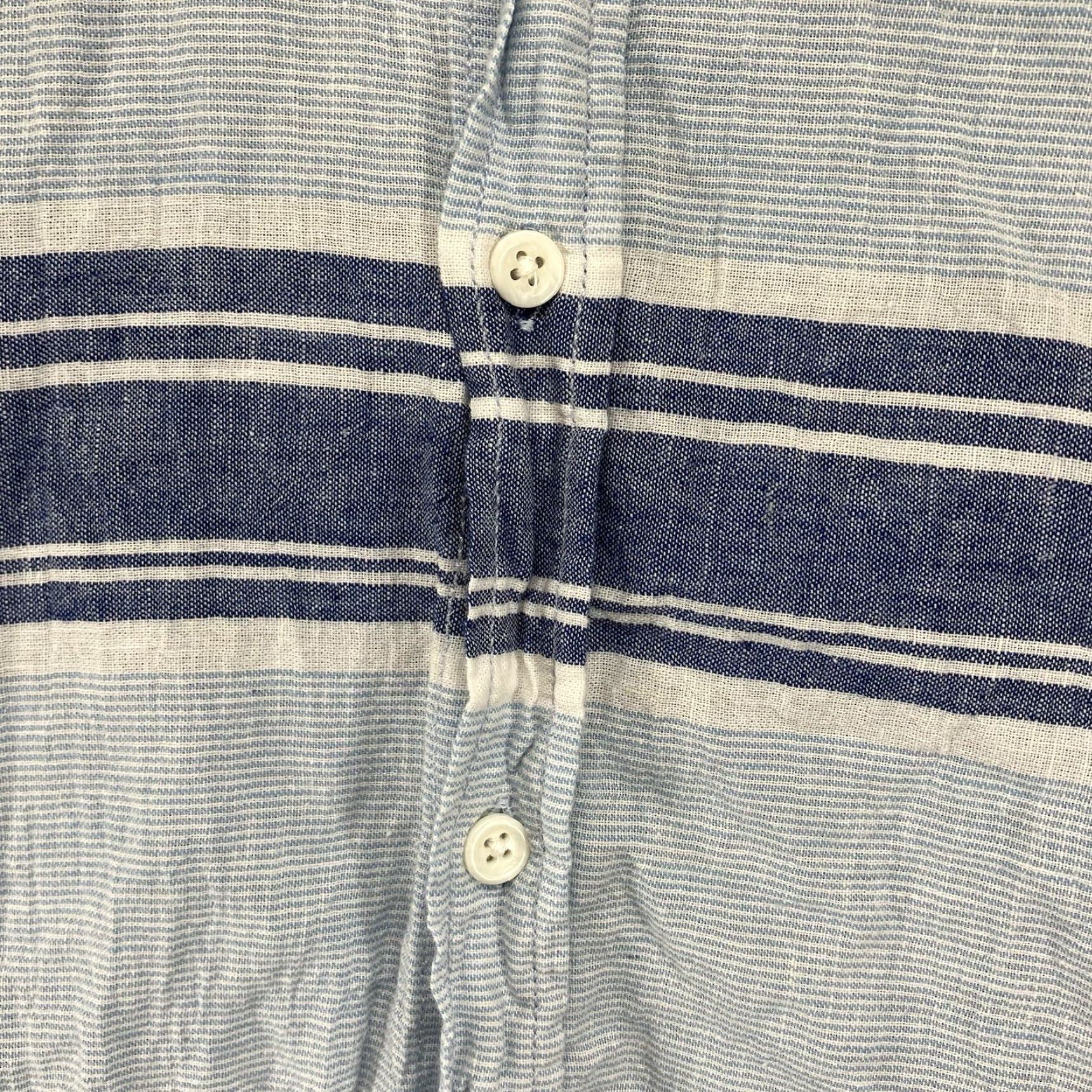 Springfield Mens All Linen Button Up Shirt XL Custom Fit Thin Lightweight Shades of Blue EUC Size US XL / EU 56 / 4 - 6 Thumbnail