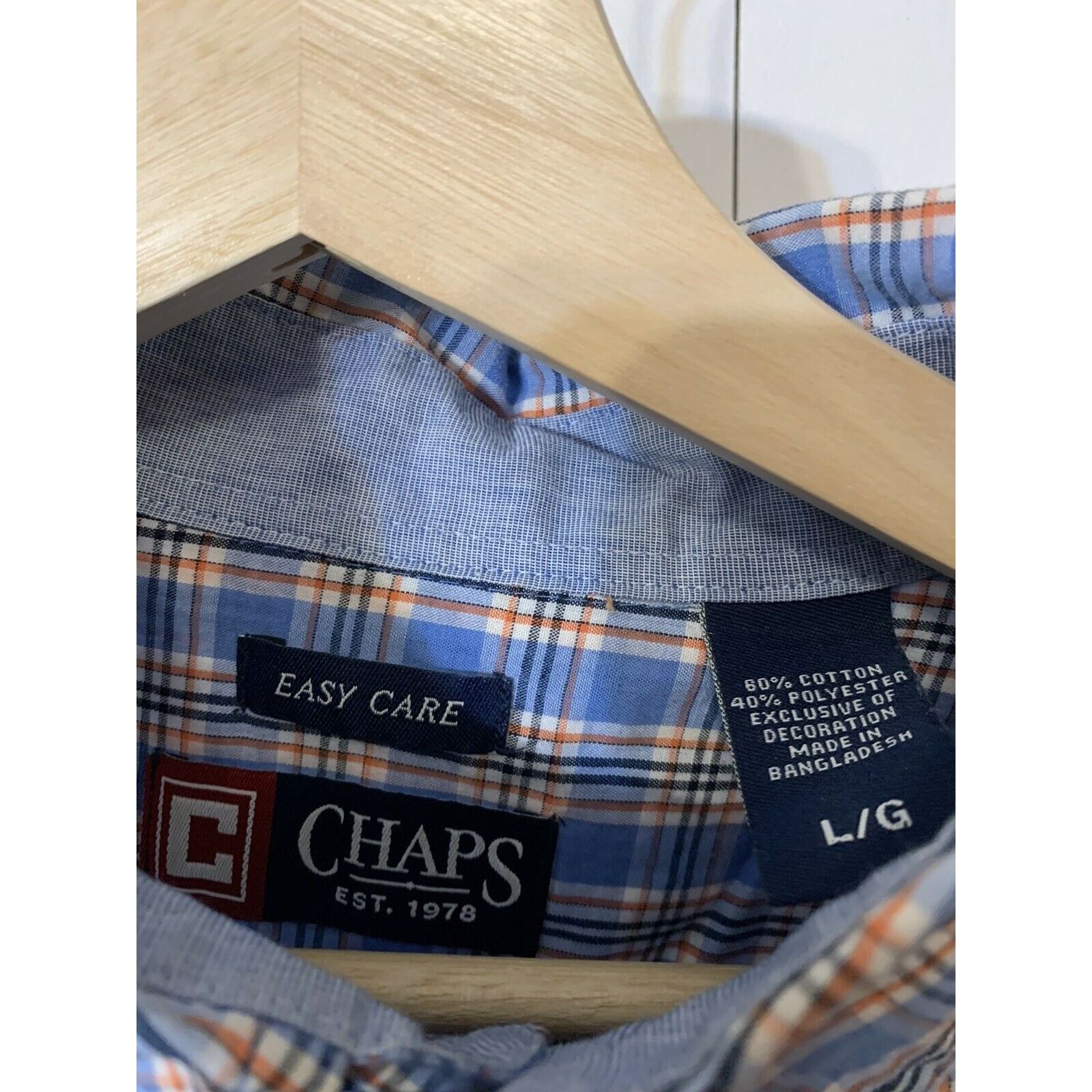 Chaps Chaps Plaid Short Sleeve Men's Button-Down Shirt Sz L Blue O Size US L / EU 52-54 / 3 - 2 Thumbnail