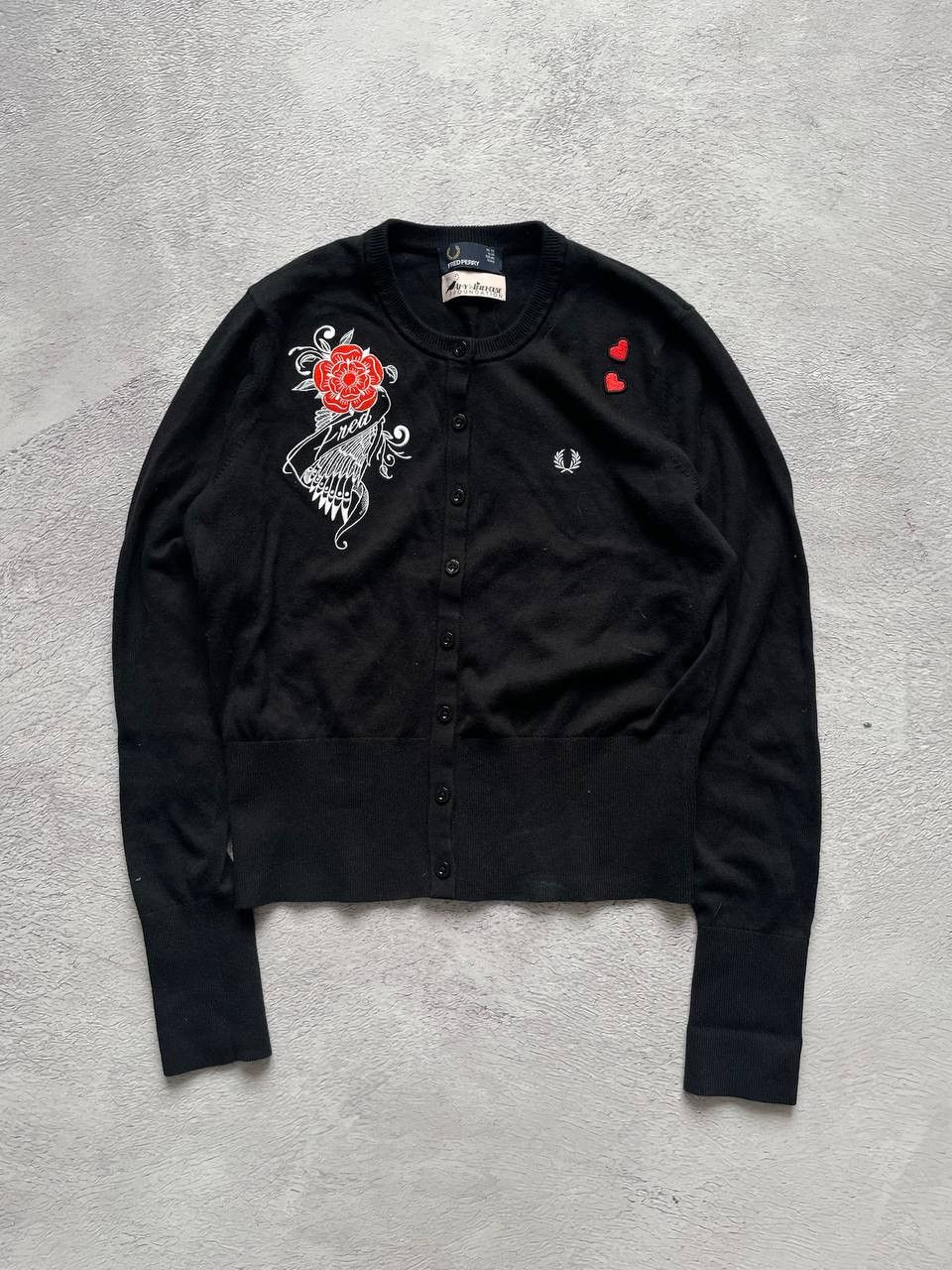 Fred Perry Fred Perry x Amy Winehouse black cardigan embroidered UK-12 Size M / US 6-8 / IT 42-44 - 1 Thumbnail