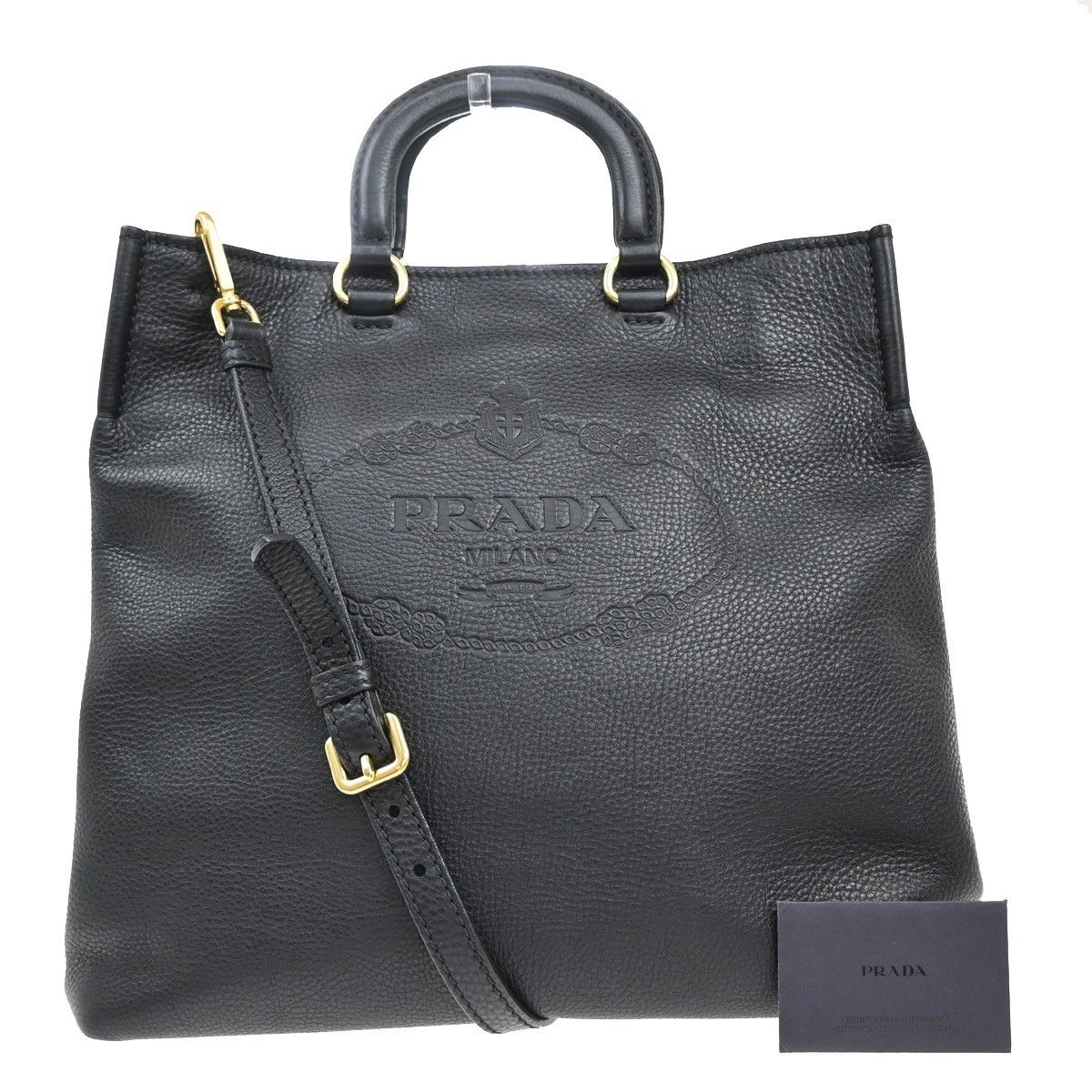 Prada Prada Embossed Logo Convertible Open Tote Vitello Daino Size ONE SIZE - 1 Thumbnail
