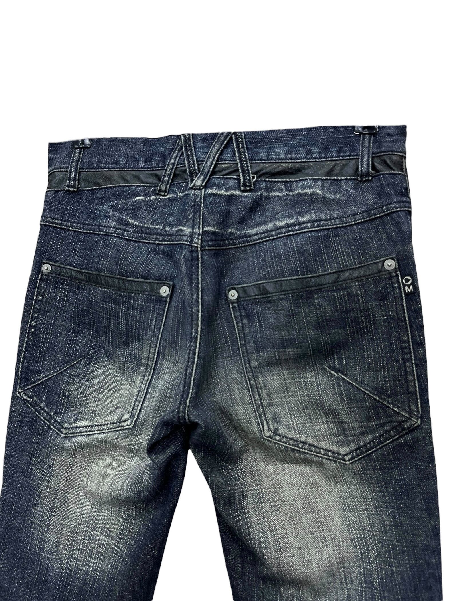 Morgan Homme 🔥VIntage MORGAN HOMME Side Seam Leather Mudwash Flare Denim Size US 30 / EU 46 - 11 Thumbnail