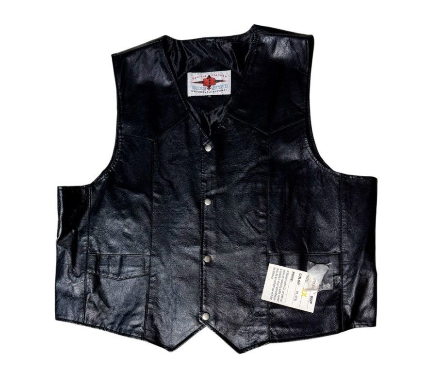 Other Bike Star Genuine Leather Motorcycle Vest Black 3X Biker NWT Size US XXL / EU 58 / 5 - 1 Thumbnail