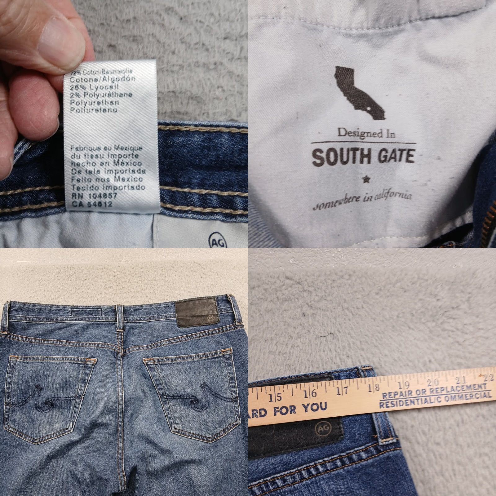 Denime AG Adriano Goldschmied The Graduate Tailored Leg Jeans Men's Blue Denim EUC Size US 34 / EU 50 - 9 Thumbnail