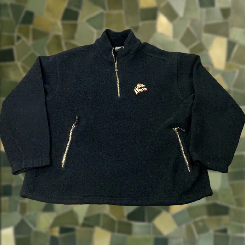 Roots Roots Athletics Labatt Blue Mens Pullover 2XL Navy Blue Fleece 1/4 Zip Mock Neck Sweater Embroidered Size US XXL / EU 58 / 5 - 1 Thumbnail