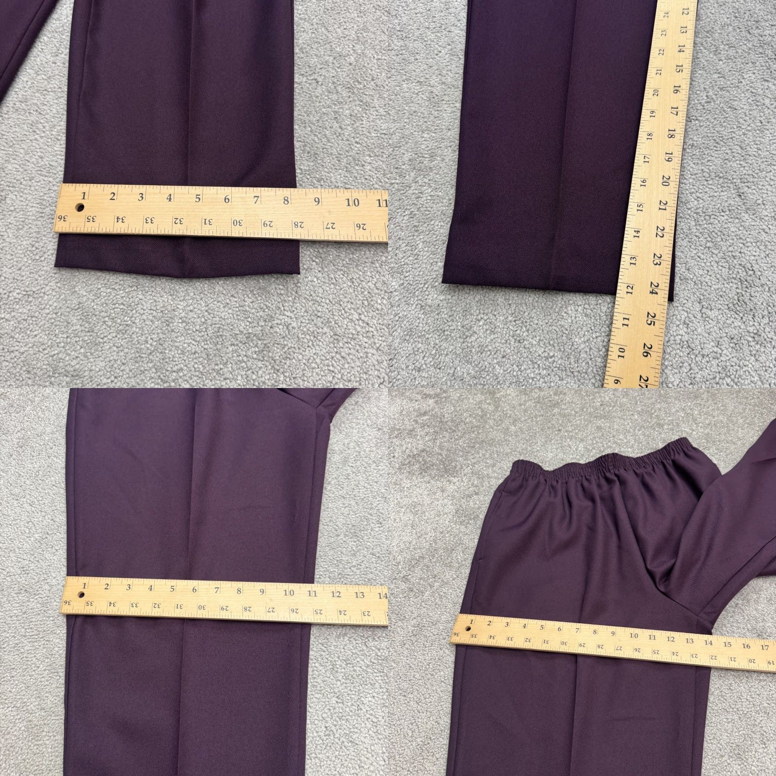 Vintage BonWorth Womens Large Petite Pull On Cropped Dress Pants Purple Elastic Size 36" / US 14 / IT 50 - 8 Thumbnail