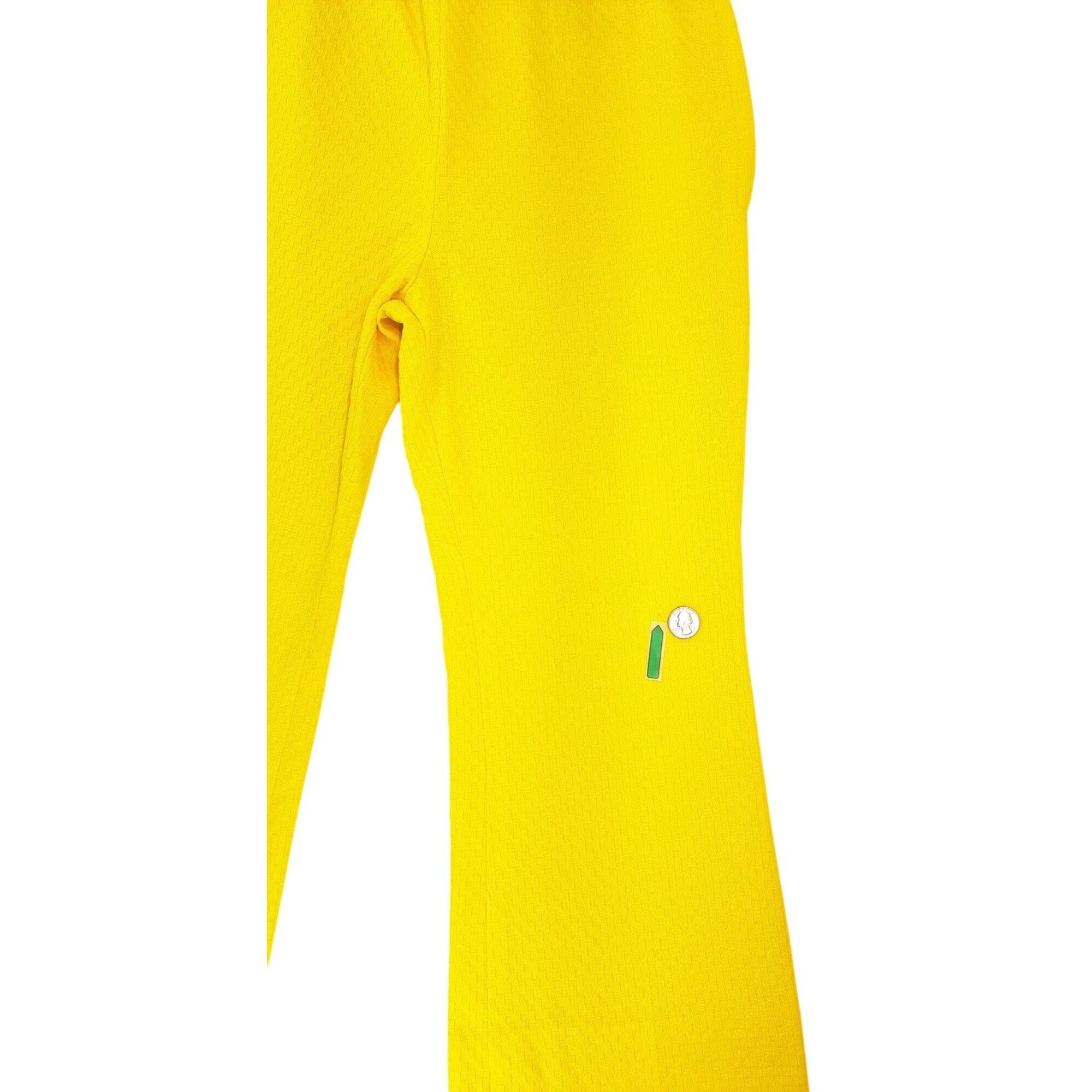 Handmade Vintage Handmade Yellow Polyester Texture Wide-Leg Crop Pant Size 29" - 7 Thumbnail