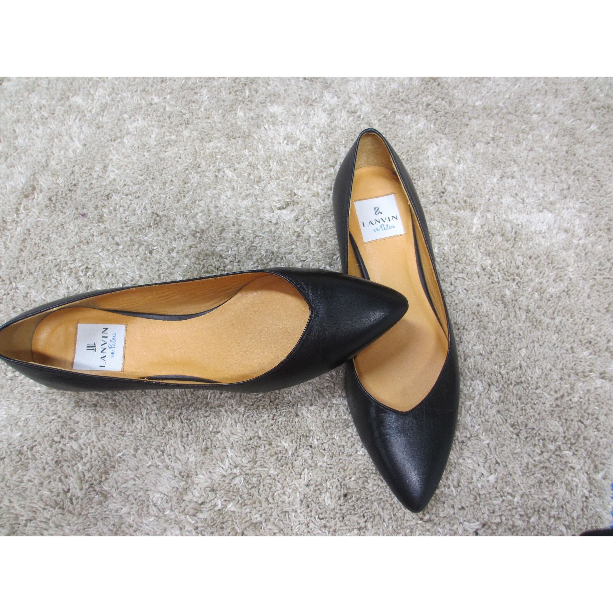 Lanvin LEVIN EN BLEU BLACK LEATHER FLATS SIZE 24 JAPANESE OR 7 U.S. Size US 7 / IT 37 - 2 Thumbnail