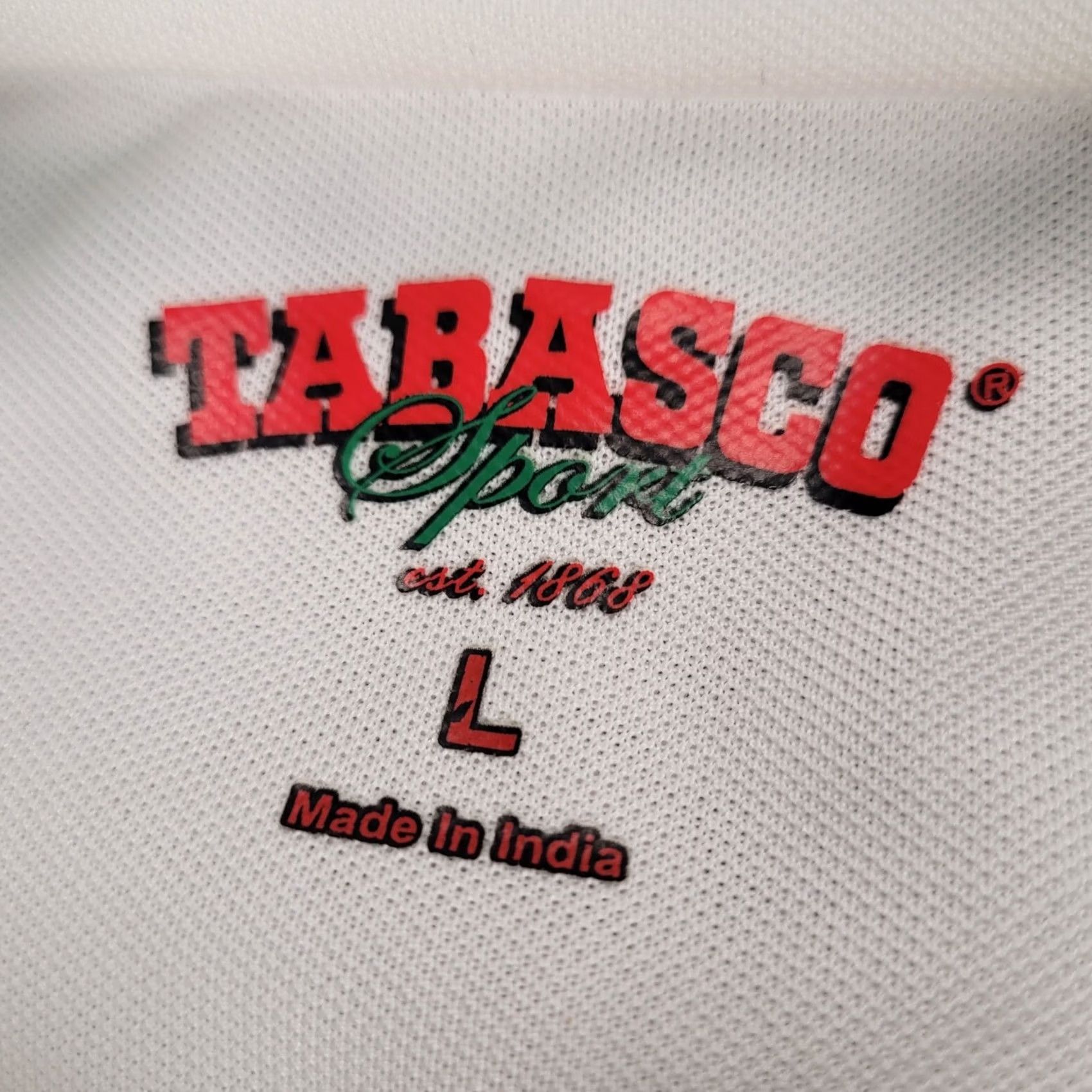 Vintage TABASCO Sport Polo Shirt Striped Golf Casual Short Sleeve Mens Large White Size US L / EU 52-54 / 3 - 2 Thumbnail