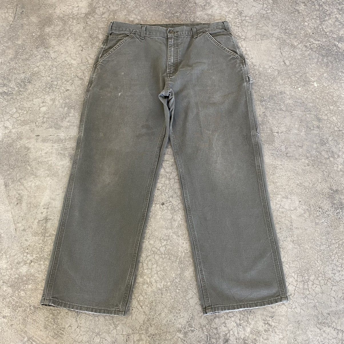 Carhartt × Vintage Vintage Carhartt Faded Moss Green Carpenter Work Pants Size US 36 / EU 52 - 1 Thumbnail