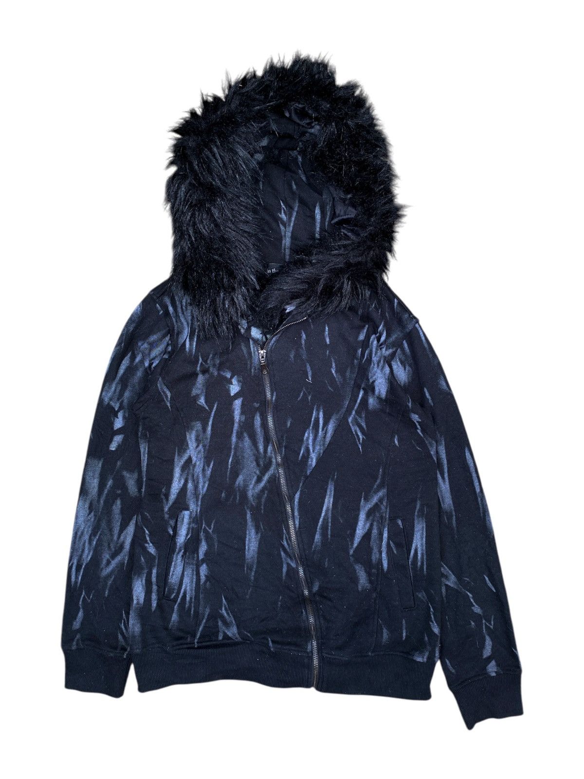 In The Attic faux fur Asymmetrical Zipper Hoodie