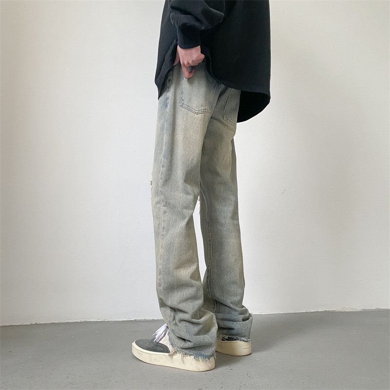 Japanese Brand Men's hip-hop loose straight leg ripped jeans Size US 32 / EU 48 - 3 Thumbnail