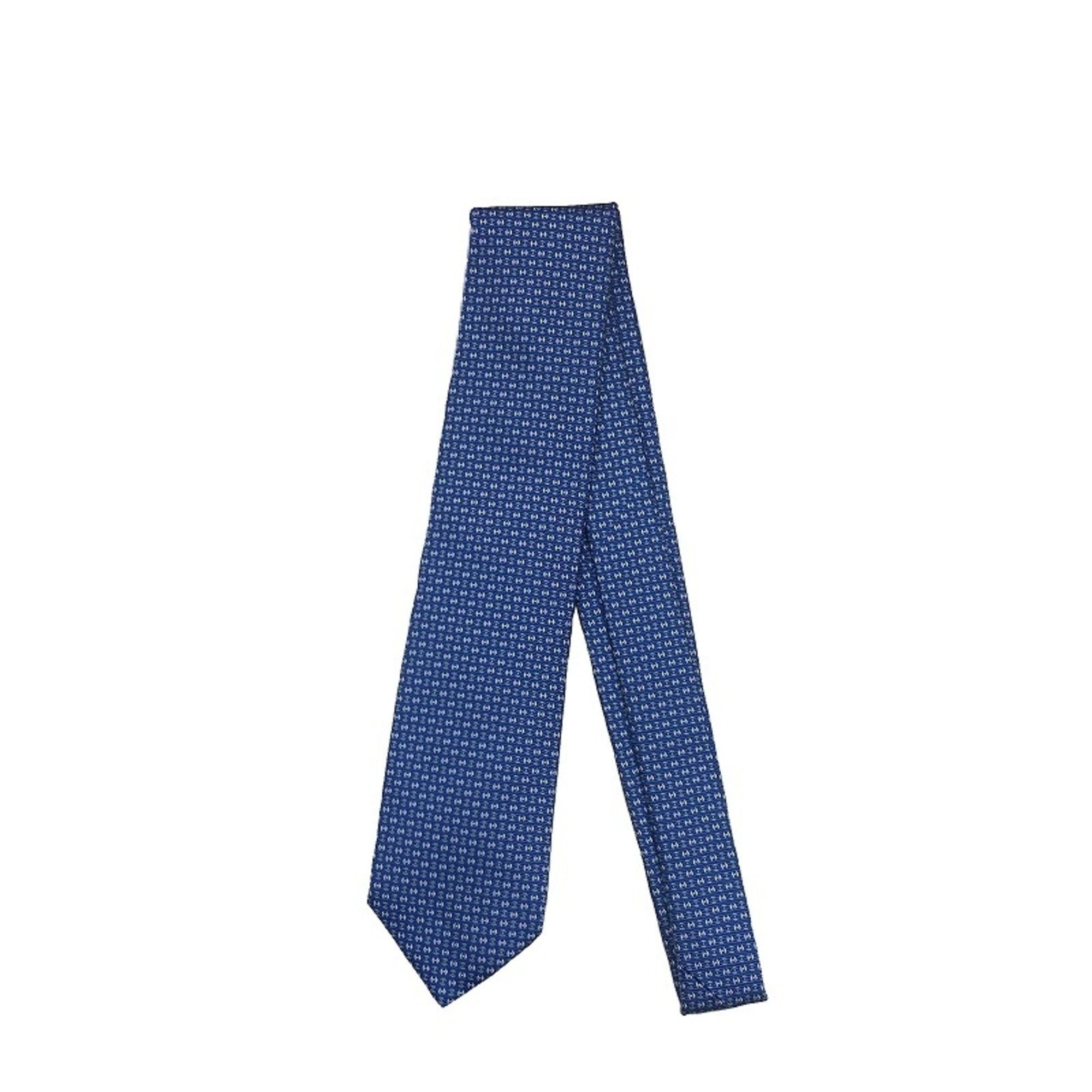 Hermes HERMES 100% Silk Necktie 659304T H Pattern Blue Item JA-19748 Size ONE SIZE - 1 Thumbnail