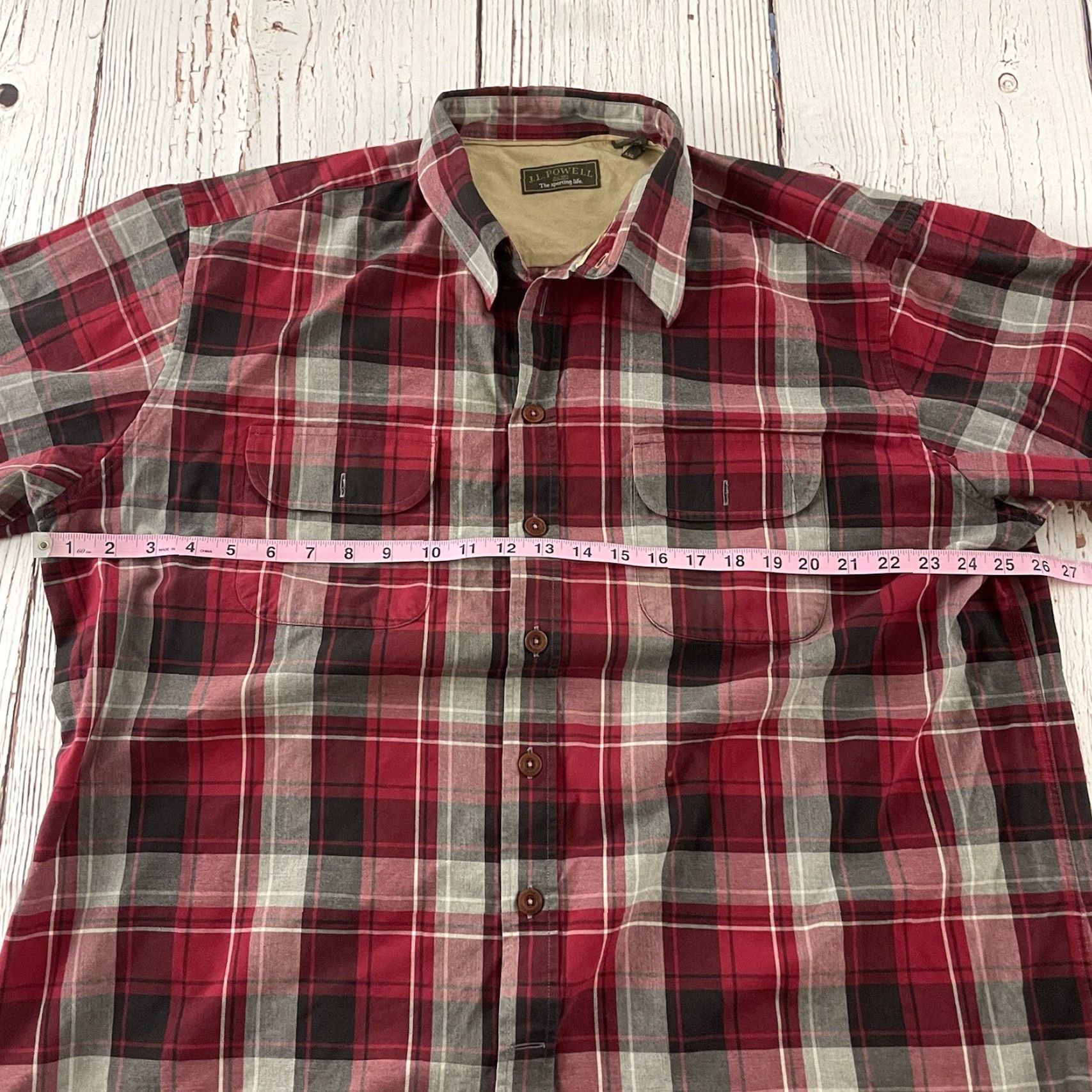 Vintage J.L. Powell Plaid Shirt Button-Up Men's XXL Red Gray Size US XXL / EU 58 / 5 - 6 Thumbnail