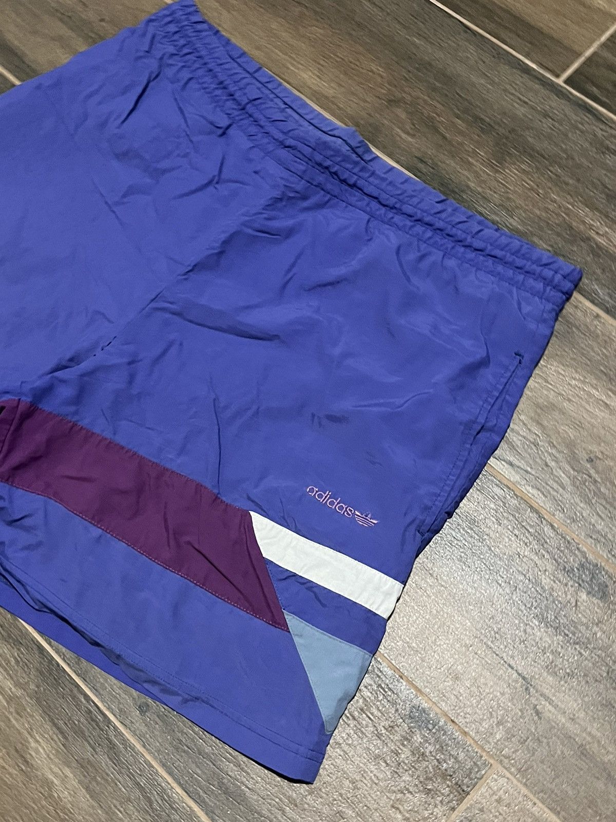 Adidas × Vintage Vintage West Germany Nylon Track Shorts Purple Athletic Size US 36 / EU 52 - 2 Thumbnail
