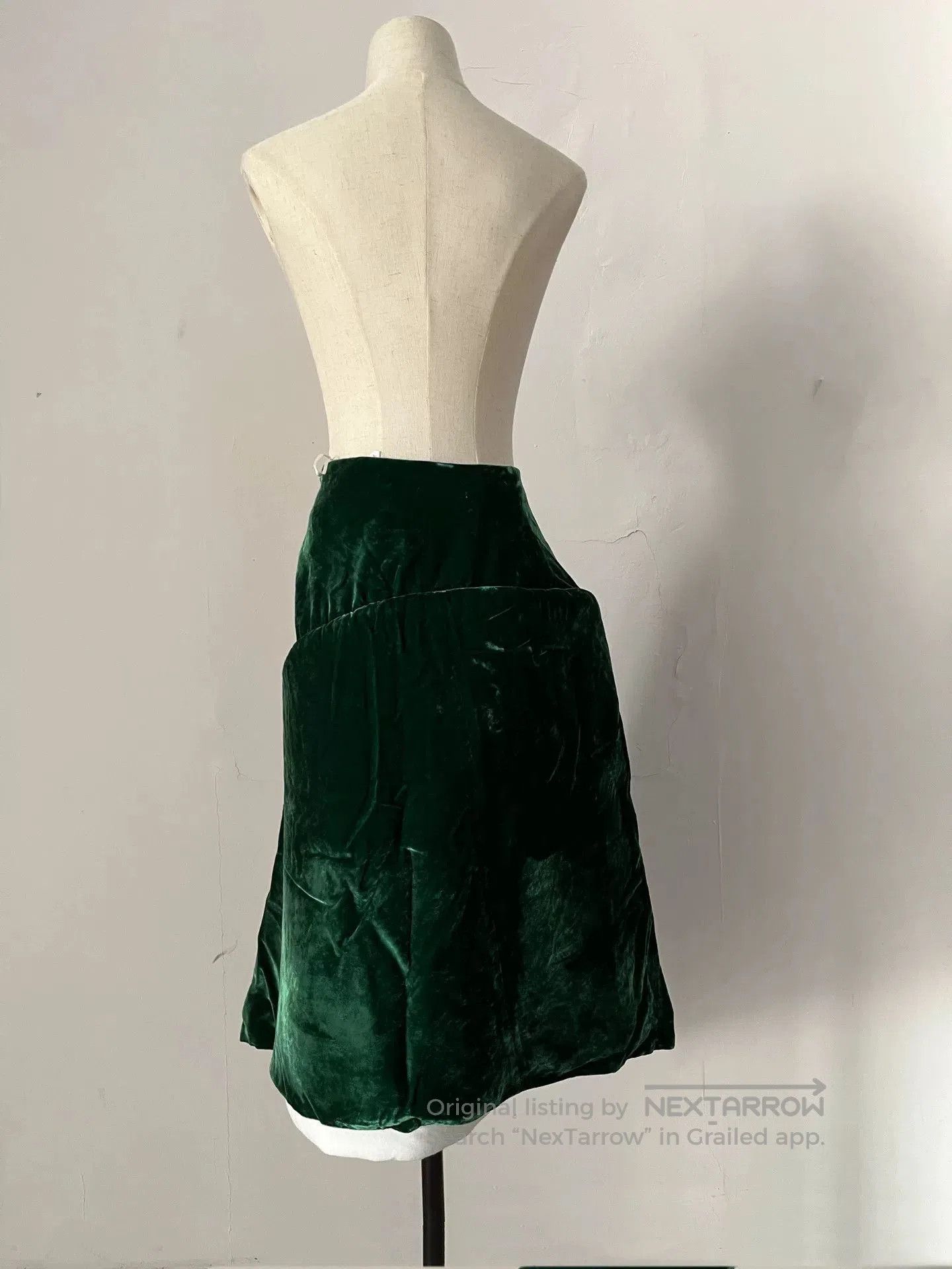 Rei Kawakubo Comme des Garcons 1996FW Green Velvet Skirt. Size 28" / US 6 / IT 42 - 7 Thumbnail