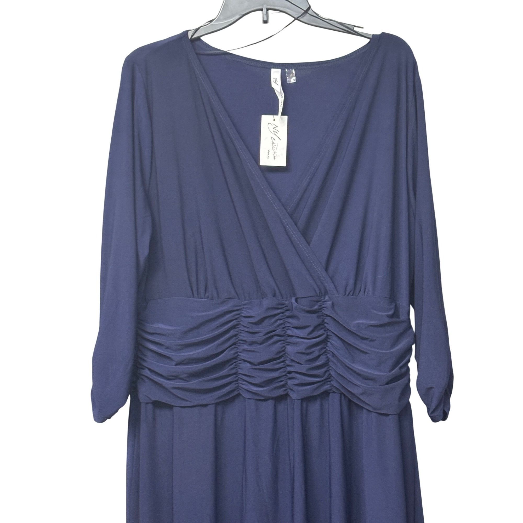 Other NY Collection Plus Size Ruched A-line Dress, Navy, Sz. 2X Size ONE SIZE - 4 Thumbnail