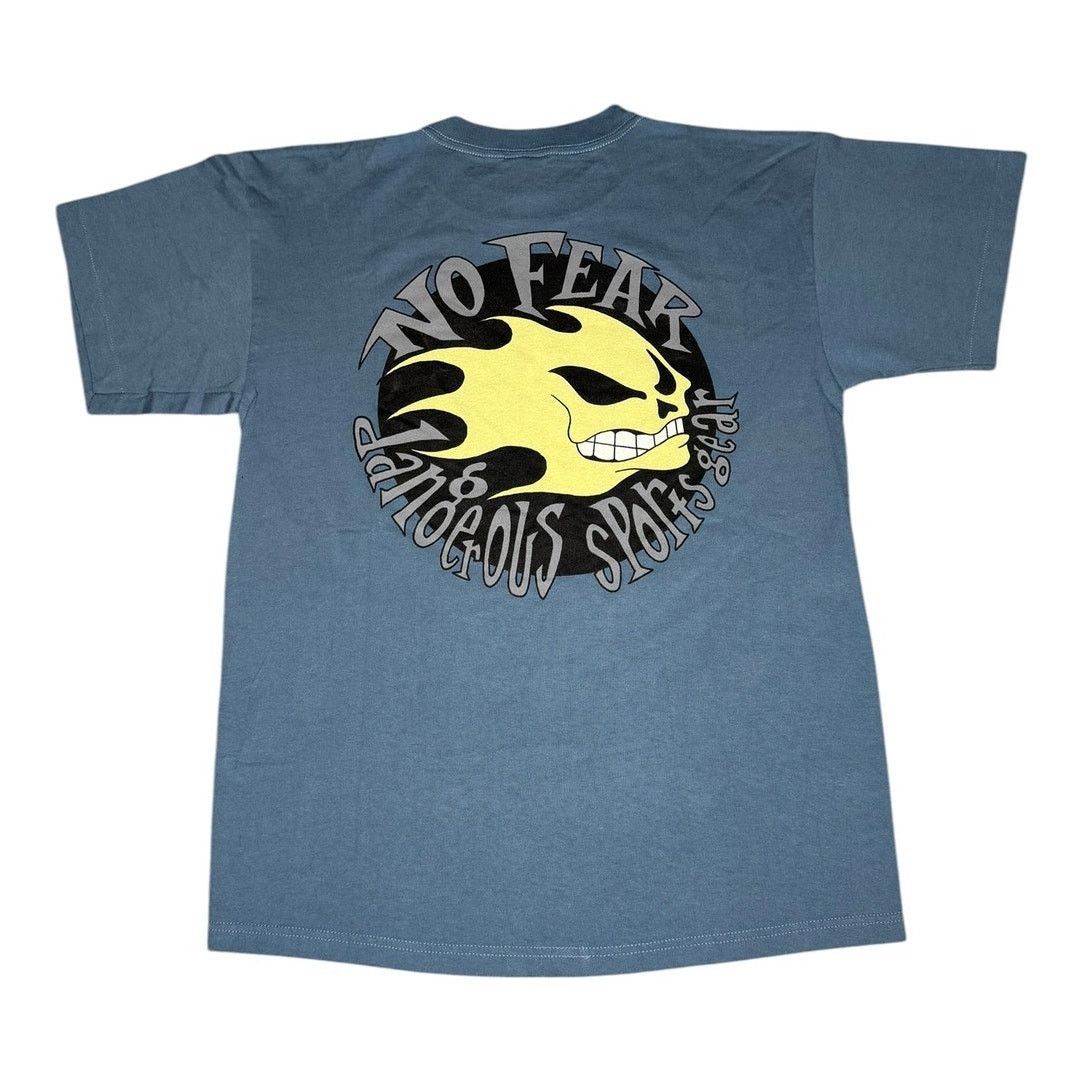 No Fear × Vintage Vintage 90s No Fear Dangerous Sports Gear Skull T-Shirt Size US M / EU 48-50 / 2 - 1 Thumbnail