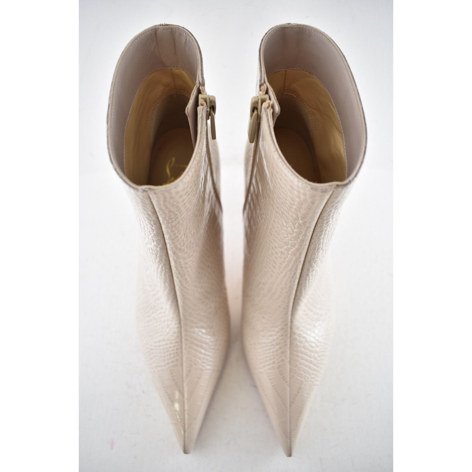 Christian Louboutin C. Louboutin Miss Z Booty 80 Pearl Beige Croc Boot 39 Size US 8 / IT 38 - 14 Thumbnail
