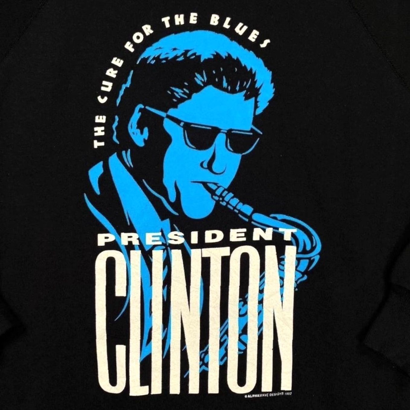 Hanes VINTAGE Hanes Sweatshirt XL Black President Clinton “The Cure For The Blues” Graphic Pullover Mens XL Sweatshirt Size US XL / EU 56 / 4 - 4 Thumbnail