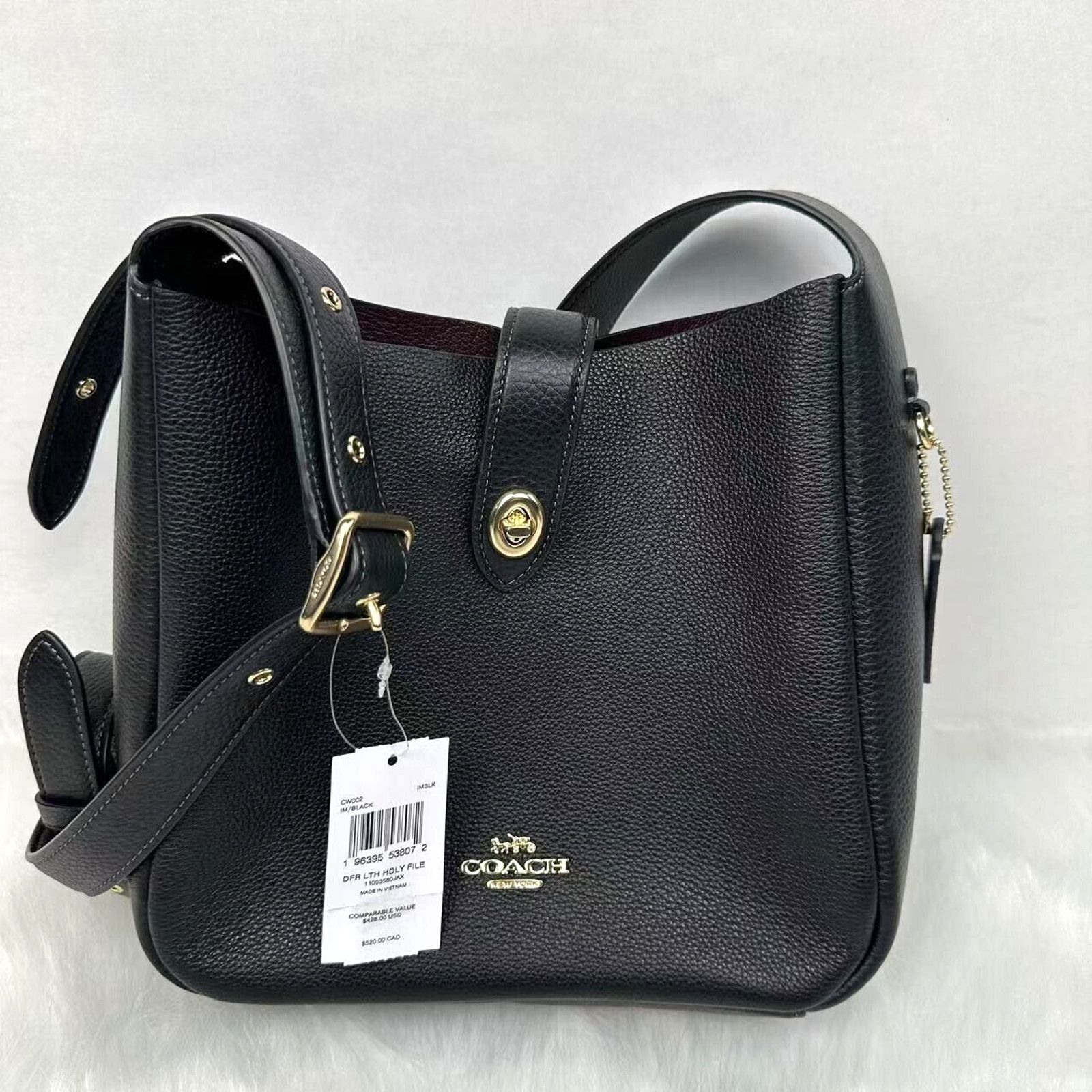 Coach Hadley Convertible Crossbody Bag Leather Black Nwt, Women's