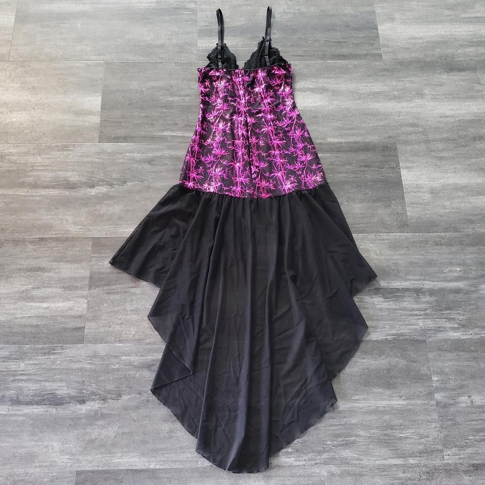 Designer Black Pink SL Long Corset Lingerie Nightie Size ONE SIZE - 3 Thumbnail