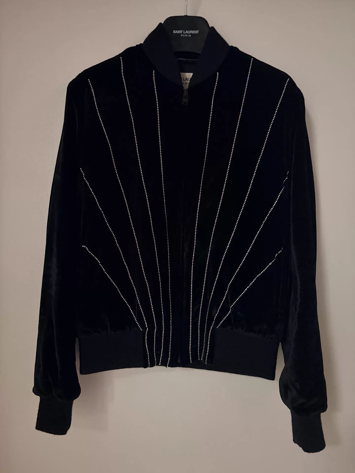 Saint Laurent Paris Saint Laurent Rhinestone ray Velvet jacket